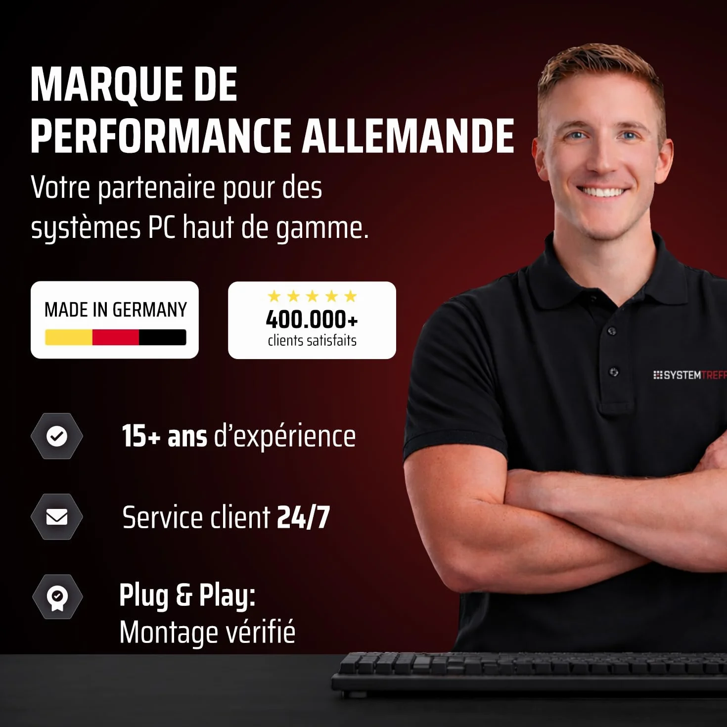 PC Gamer AMD Ryzen 7 5700X 8x4.6GHz Nvidia RTX 5060 8Go 1To M.2 NVMe 32Go DDR4 RAM Windows 11 Ordinateur de Bureau WLAN