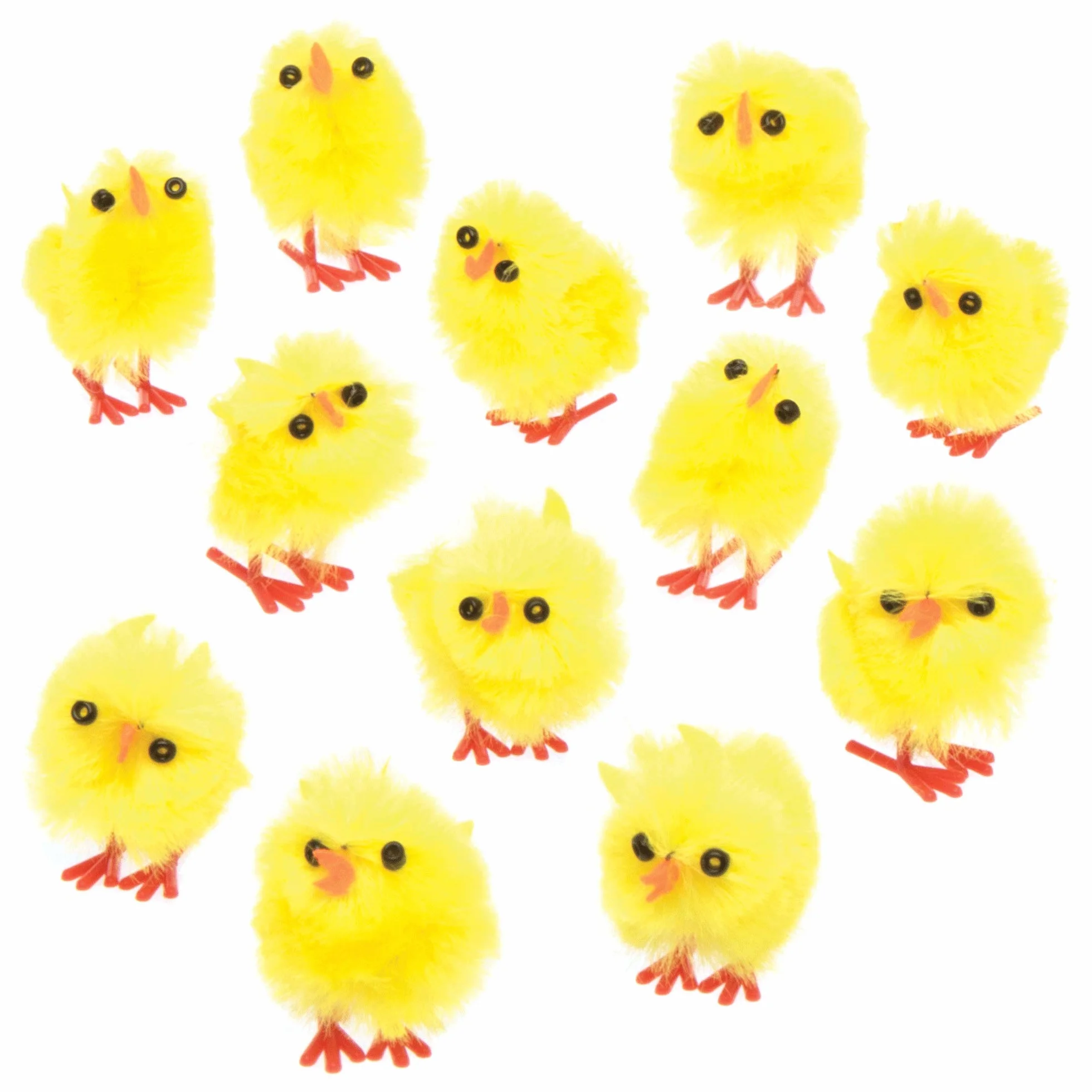 Baker Ross E432 Lot de 12 Mini Poussins pour décoration de gâteaux, modèles, présentoirs, activités de Chasse de Pâques Jaune