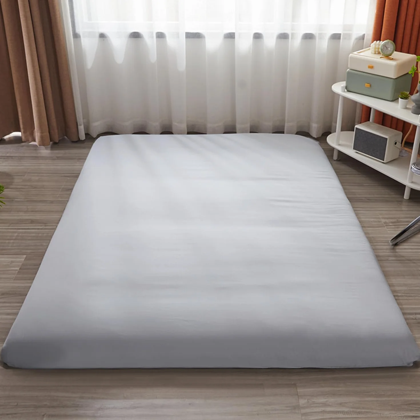 Housse De Matelas Futon avec Fermeture Éclair Queen 150x200cm Protège-Matelas Anti-Poussière Lavable