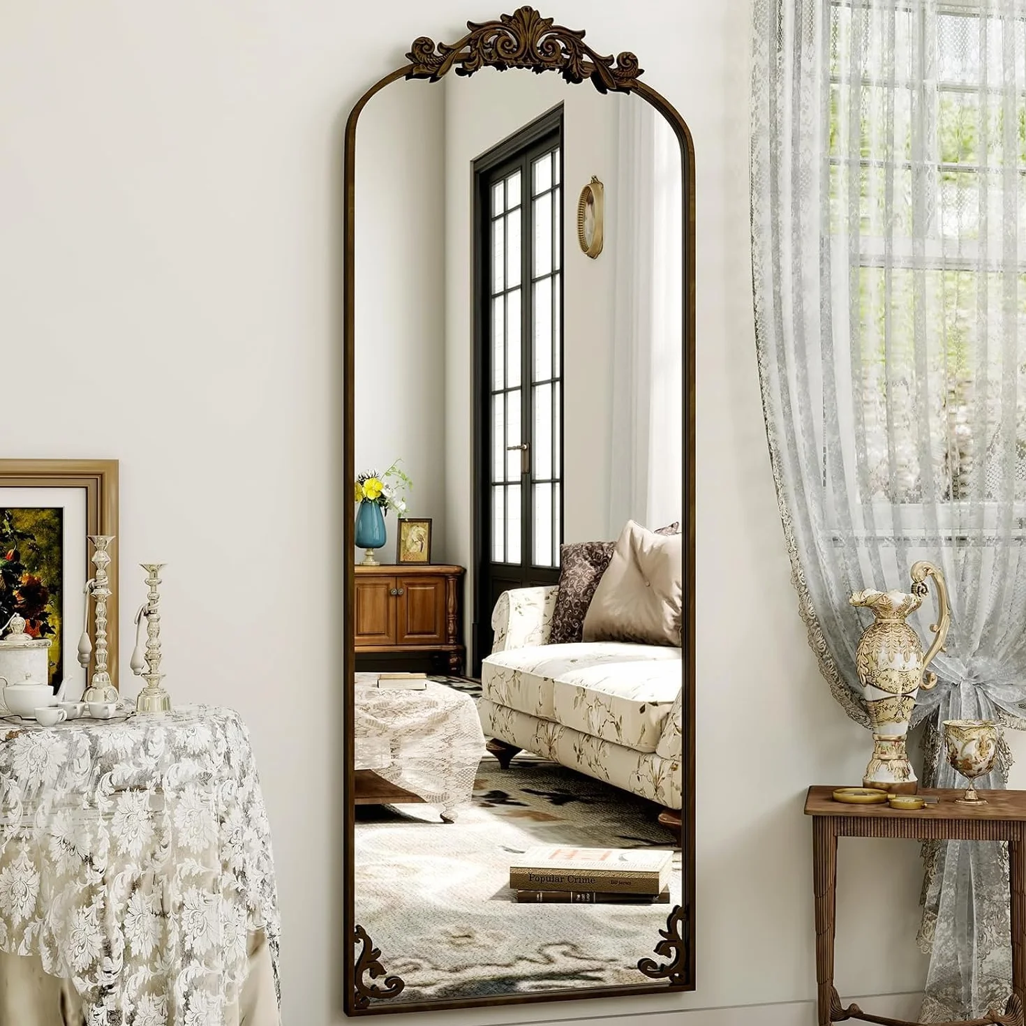 Koonmi Miroir sur Pied Vintage Pleine Longueur 52 x 163 cm incassable pour Chambre