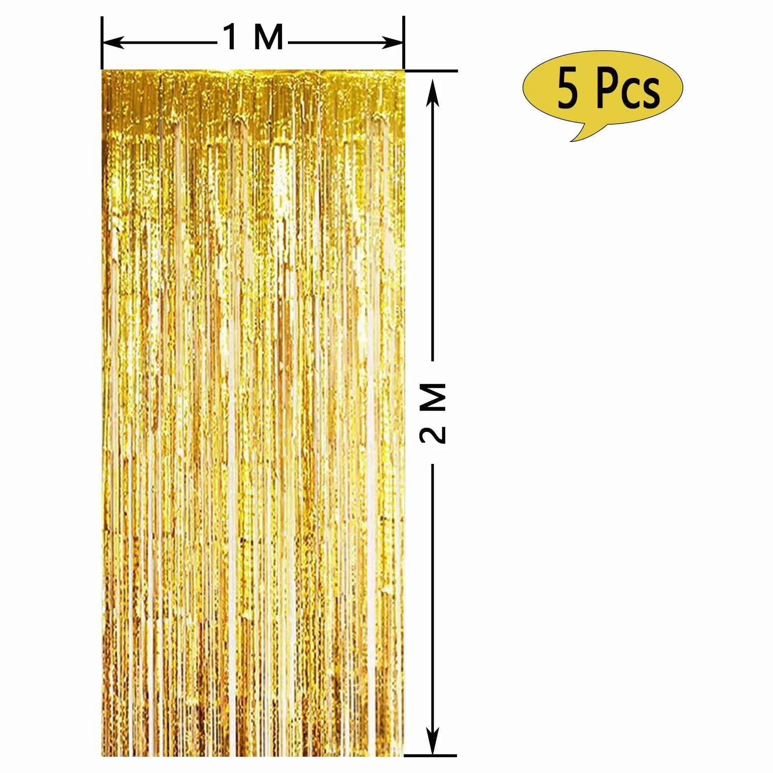 Rideau Métallique Tinsel Or, Rideaux à Franges en Aluminium pour Porte Fenêtre, Décoration Anniversaire Fond de Photos