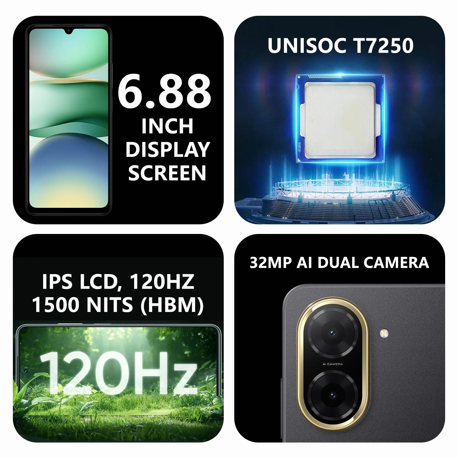 XIAOMI Redmi A5 Smartphone, 4 + 128 GB, zielony, superwyraźny aparat AI 32MP, akumulator 5200 mAh, wydajny procesor Octa-Core, wciągający wyświetlacz 6,88" 120 Hz
