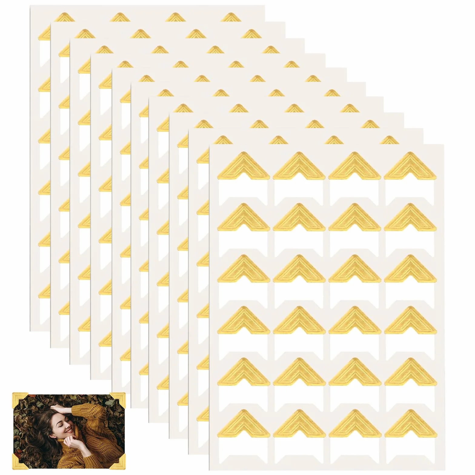 240 Coins Photos Autocollants Doré, Papiers de Coin Photo pour Album Scrapbooking DIY