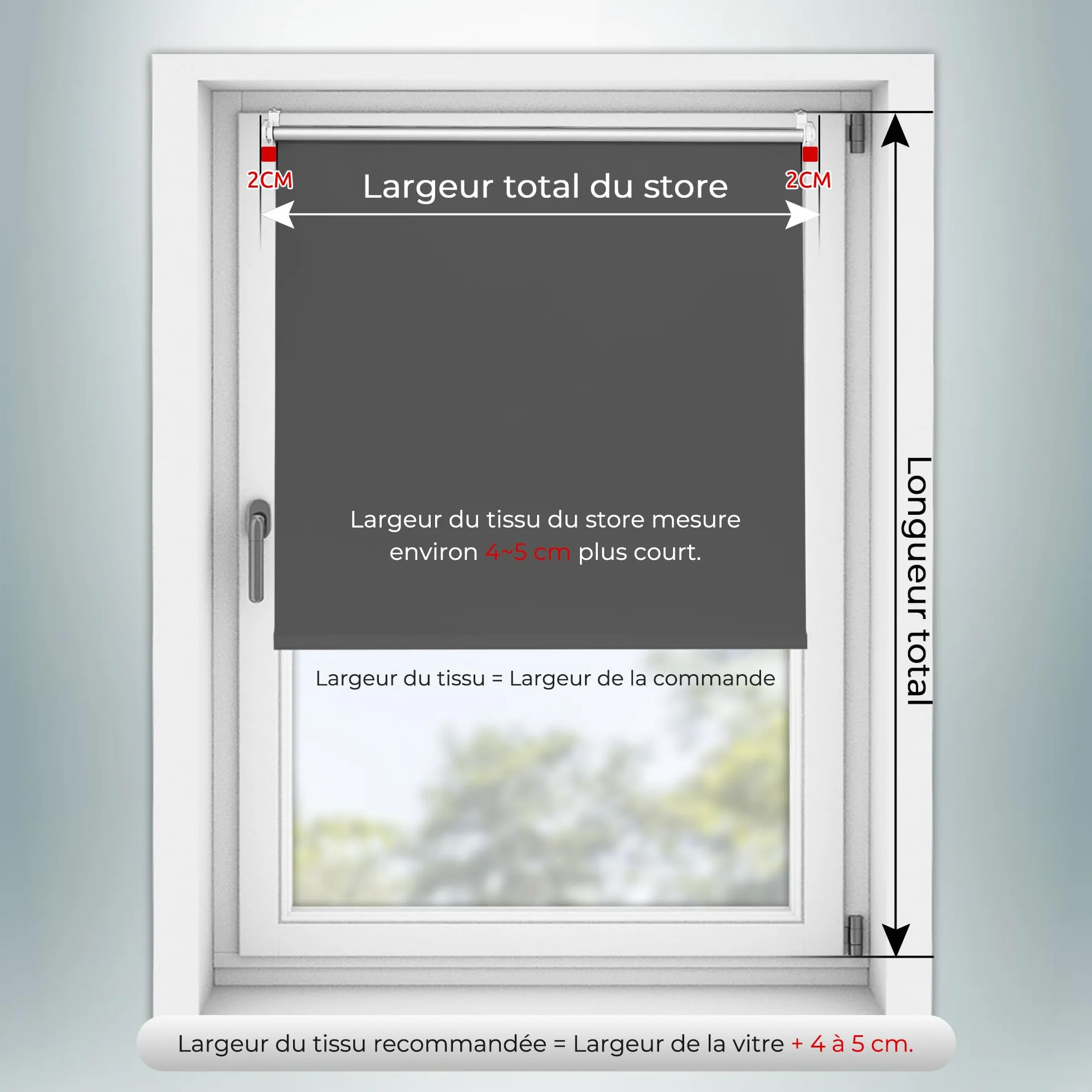 Store Occultant sans Perçage 50x100 cm Gris Foncé Isolant Opaque pour Fenêtre