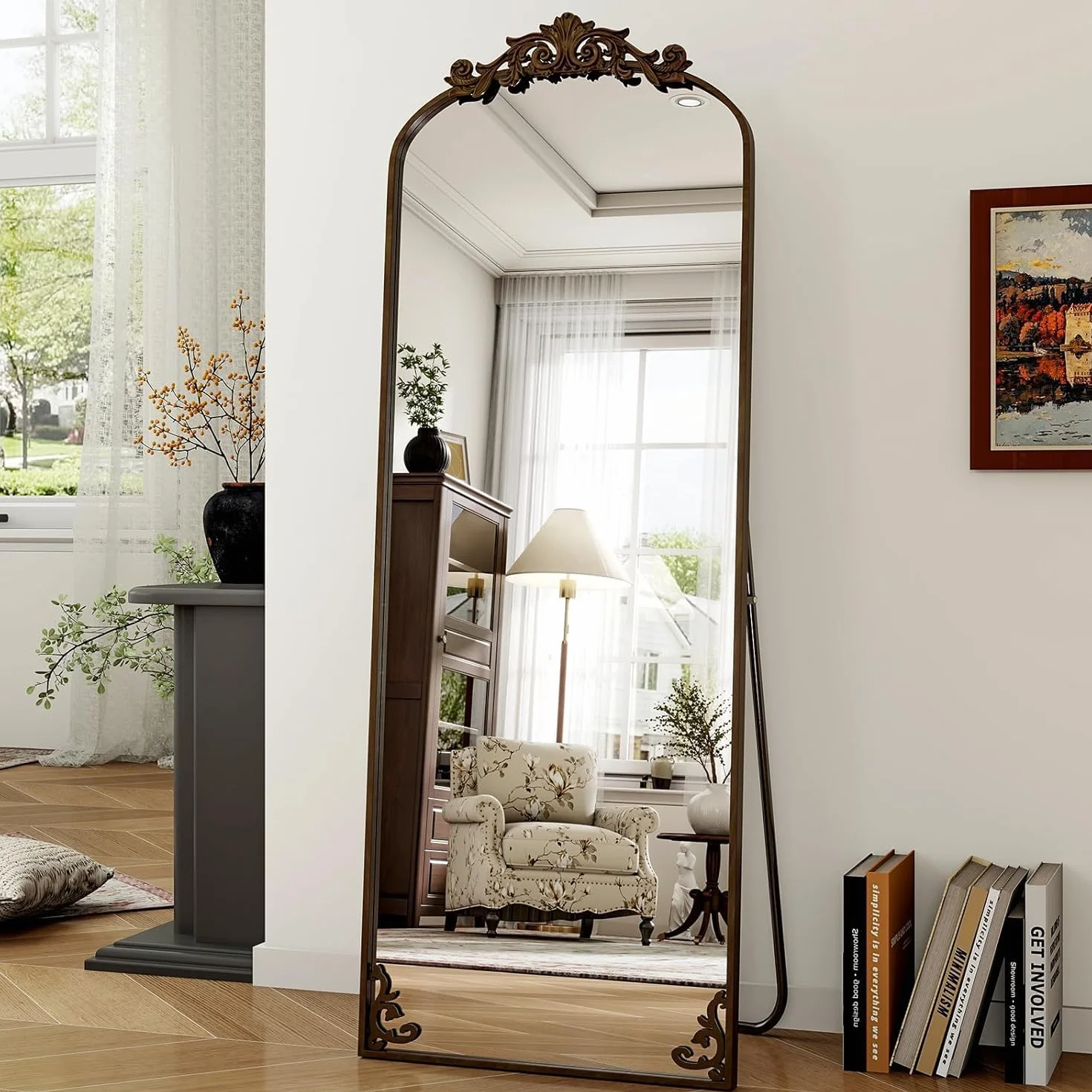 Koonmi Miroir sur Pied Vintage Pleine Longueur 52 x 163 cm incassable pour Chambre