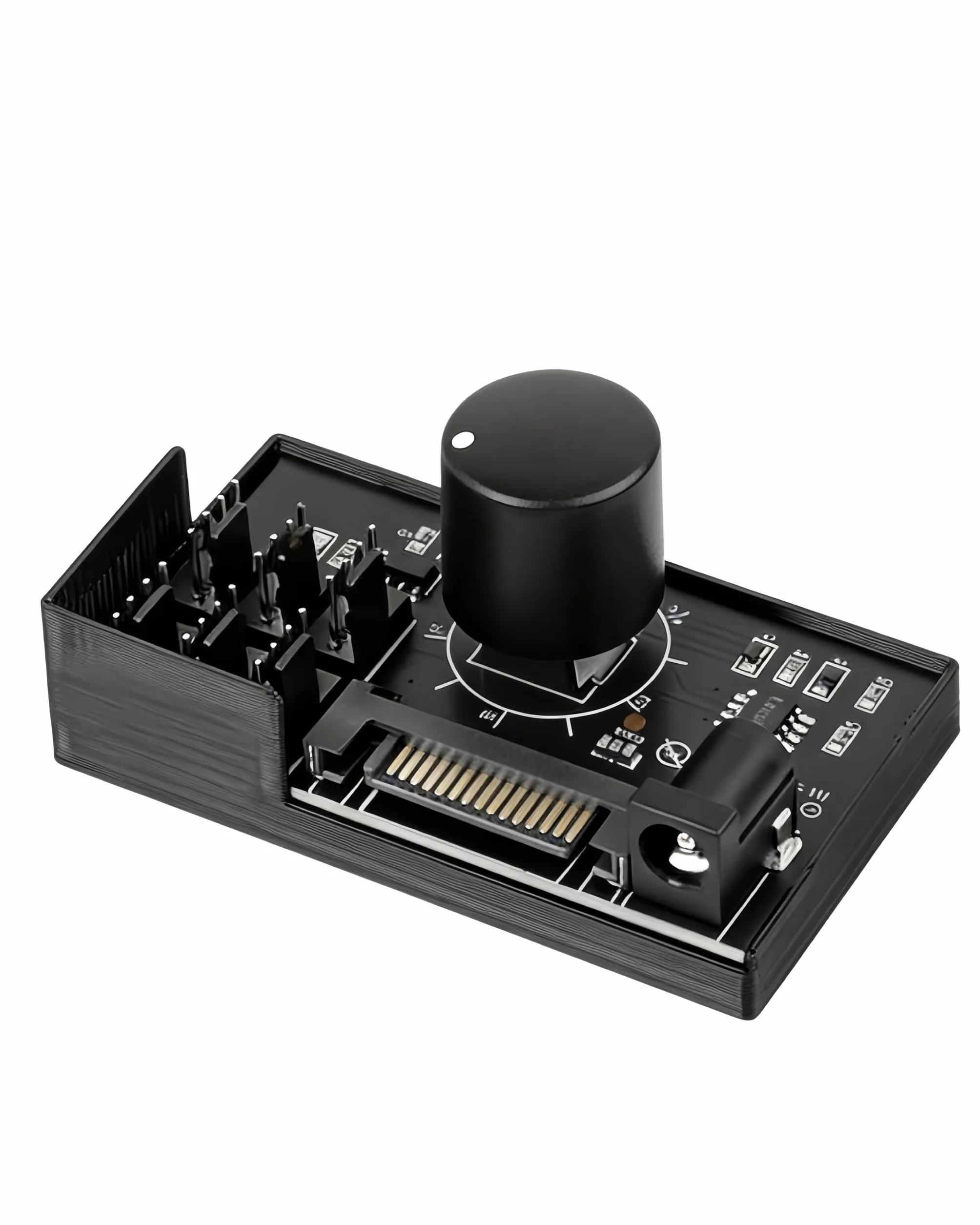 GELRHONR Kontroler wentylatora PWM, 6-portowy, 4-pinowy, 12 V PWM-PC, wejście prądu SATA i DC 5521, czarny (PWM 1-6)
