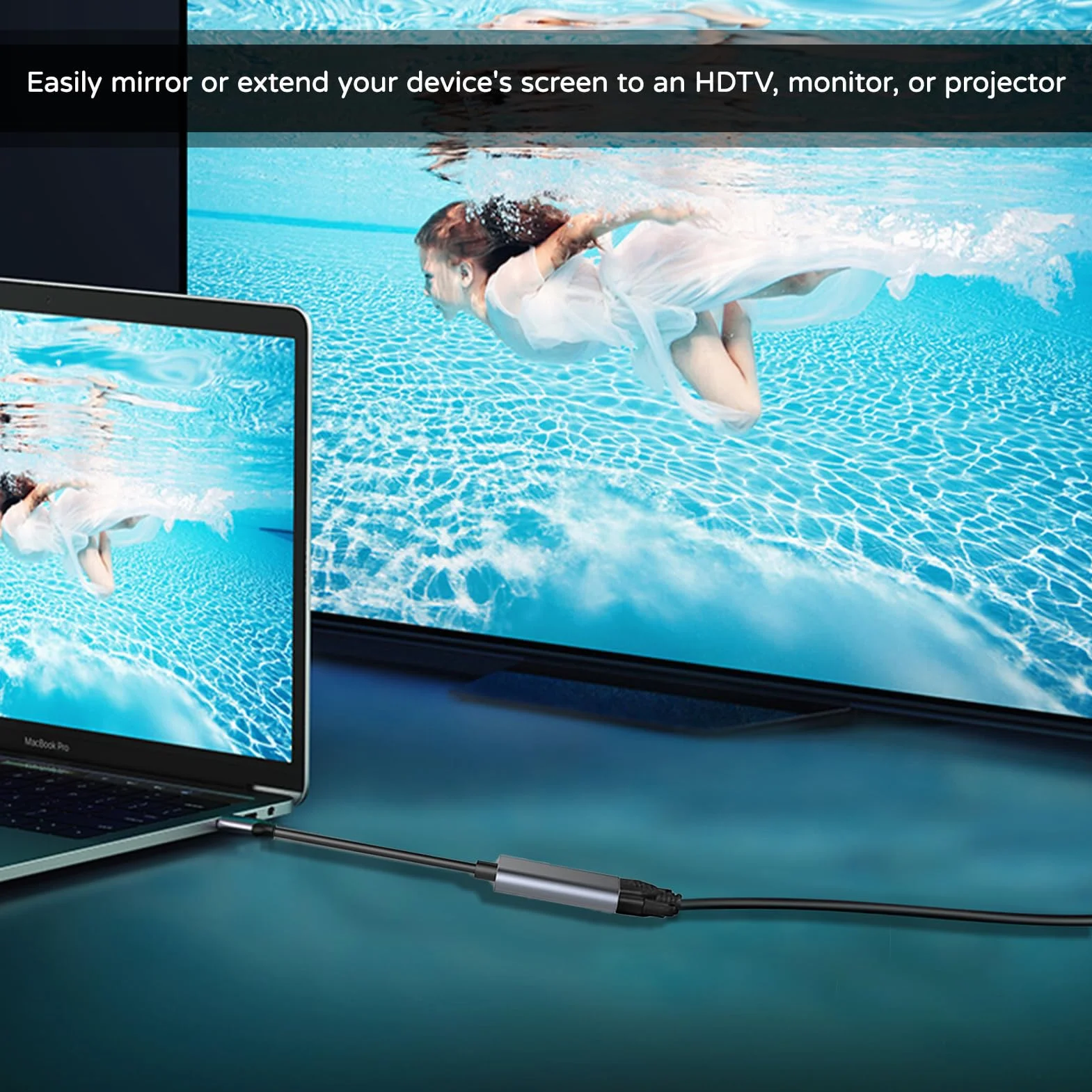 Adaptateur USB C vers HDMI 4K 60Hz Type C Thunderbolt 3 Compatible iPhone 16 Pro MacBook Pro Air