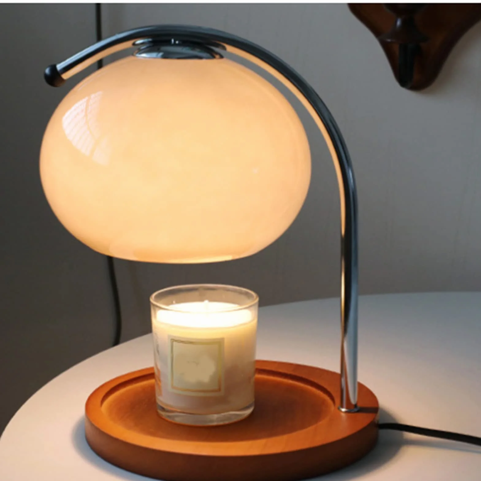 Lampe Chauffe-bougie, Lampe Chauffe-bougie de Simplicité Moderne, Lampe de Fusion de Cire Aromatique Lampe Chauffe-bougie Rétro, pour la Décoration de la Chambre à Coucher(Beige)