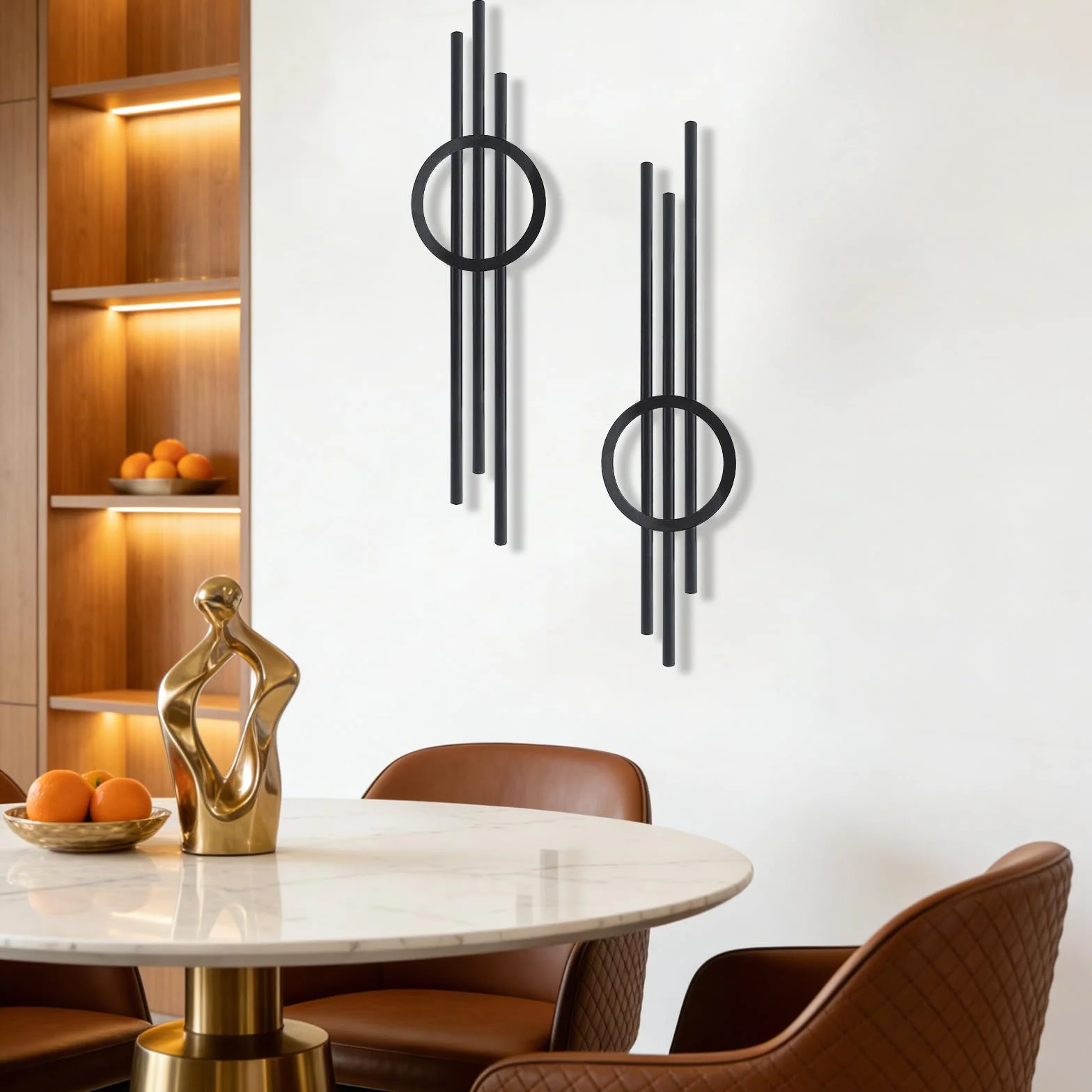 YiYa décoration murale en métal géométrique noir 2 pièces pour salon chambre