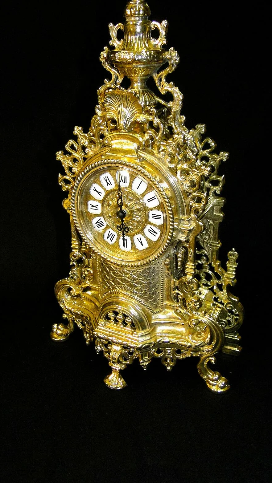 Horloge de cheminée en laiton massif style français baroque 42 cm 82103