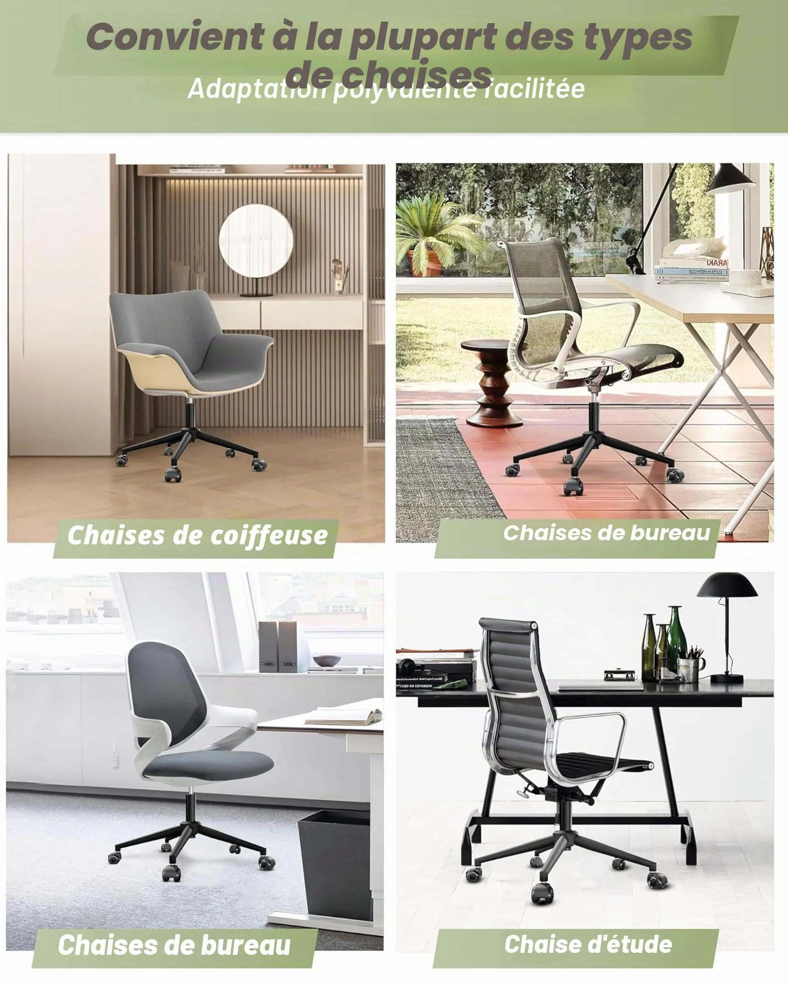 Sytopia Pied de chaise de bureau avec roulettes - Base en métal universelle de 60 cm - Pour chaise pivotante et chaise de jeu - Charge maximale : 1180 kg - Kit complet