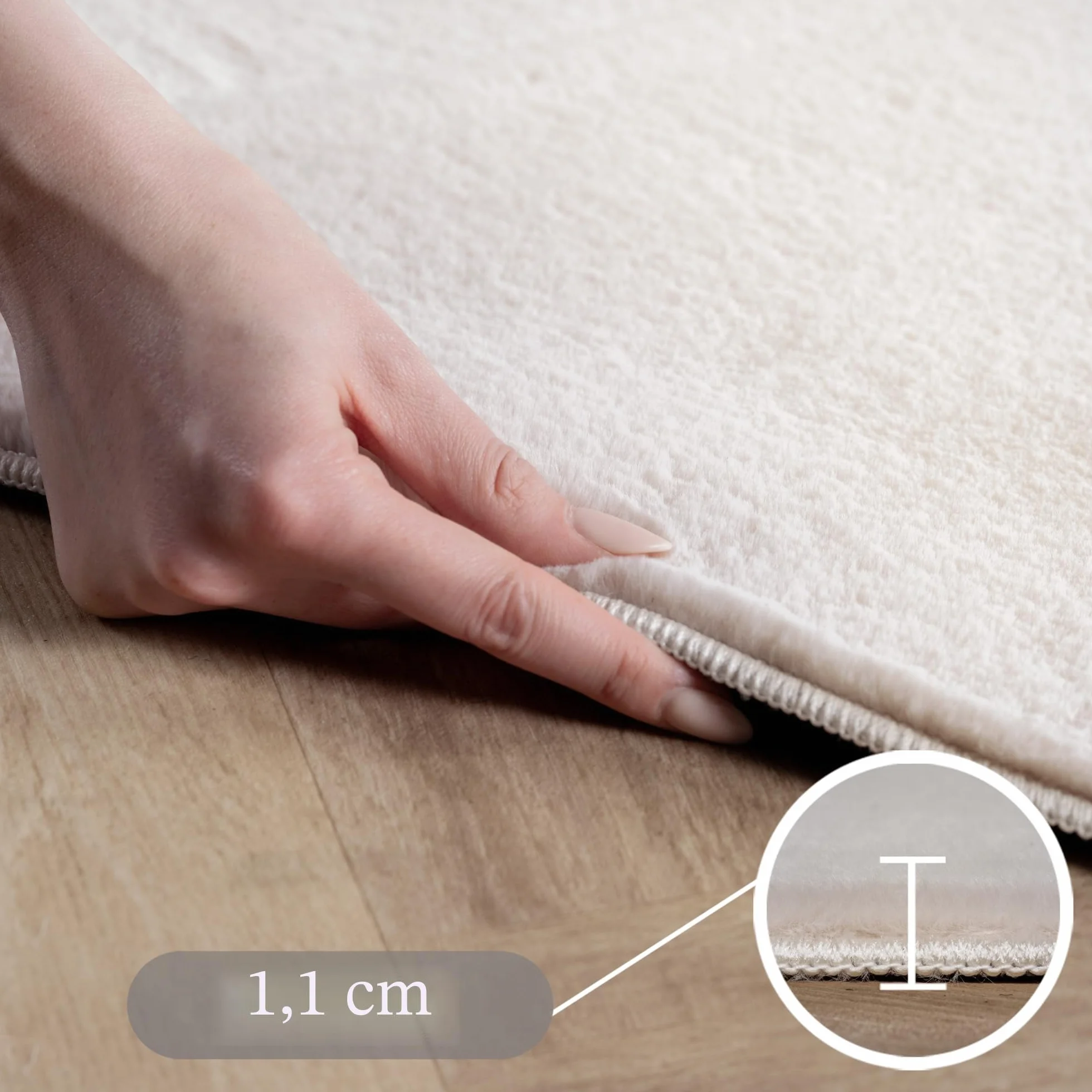 SIMPEX Tapis Rond Crème 200 cm Tapis à Poils Courts Lavable, Rond, Doucement Antidérapant et Design Monochrome Moderne pour Salon, Chambre, Cuisine et Chambre d'enfant