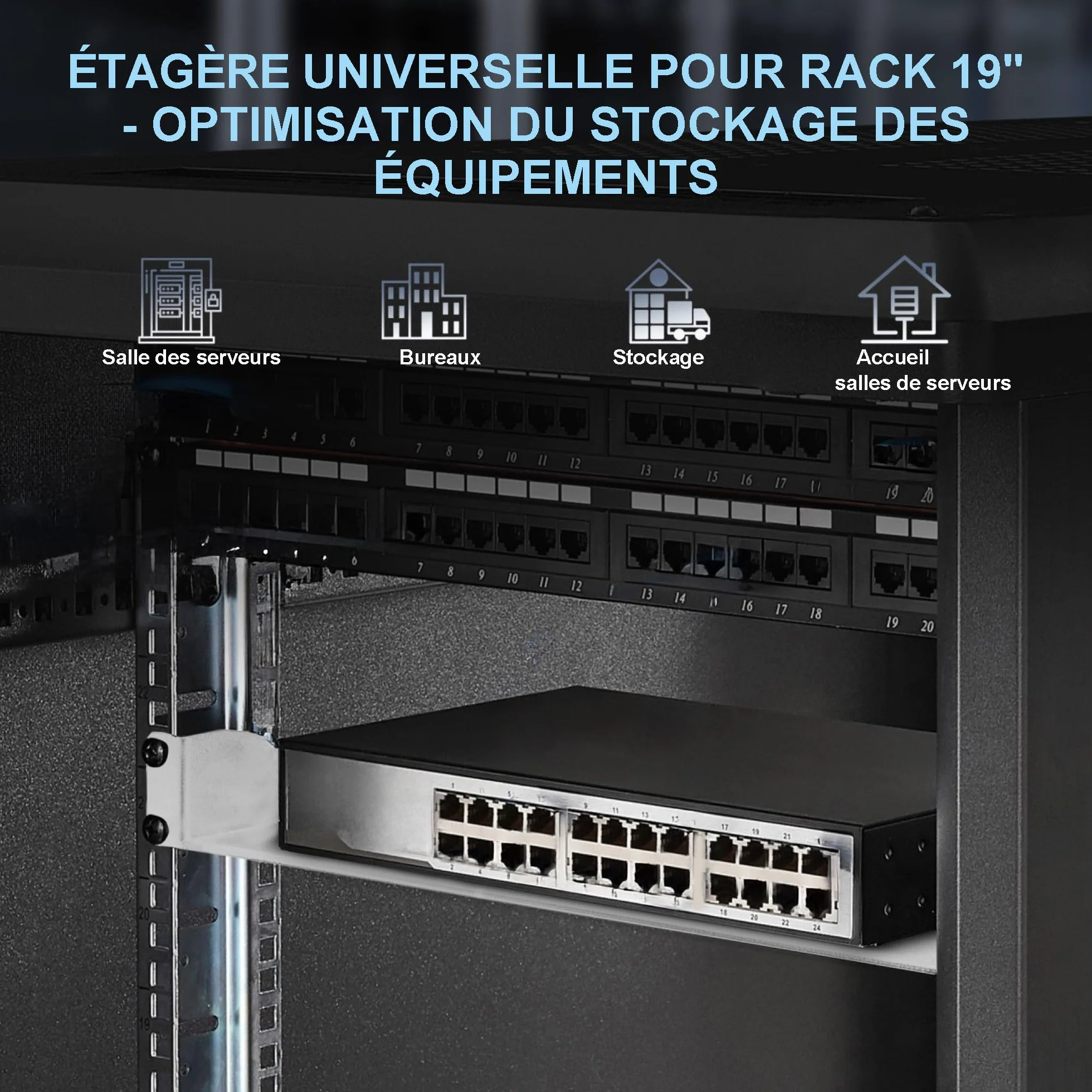 Extralink Étagère Rack Serveur 19 Pouces 1U 350 mm Plateau Cantilever Universel Ventilé Gris
