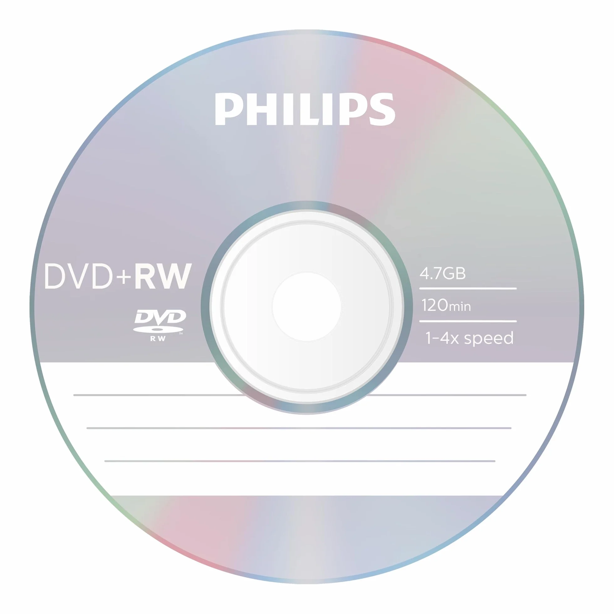 Philips DVD+RW High-Speed 4,7 Go 120 Min 1-4x Jewel Case 5 pièces réinscriptible