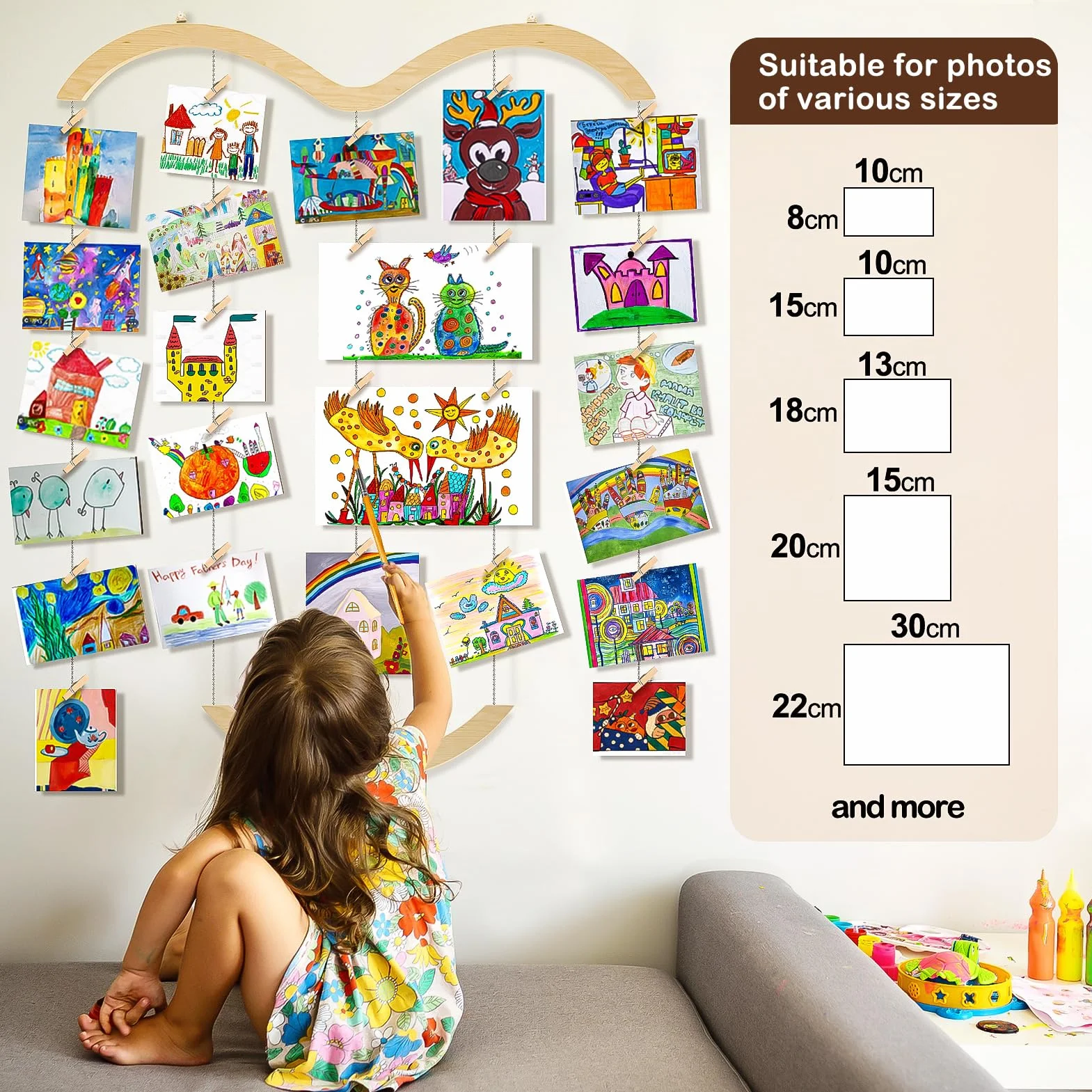 Cadre Photo Mural en Bois à Pince Pele Mele Decoration Maison