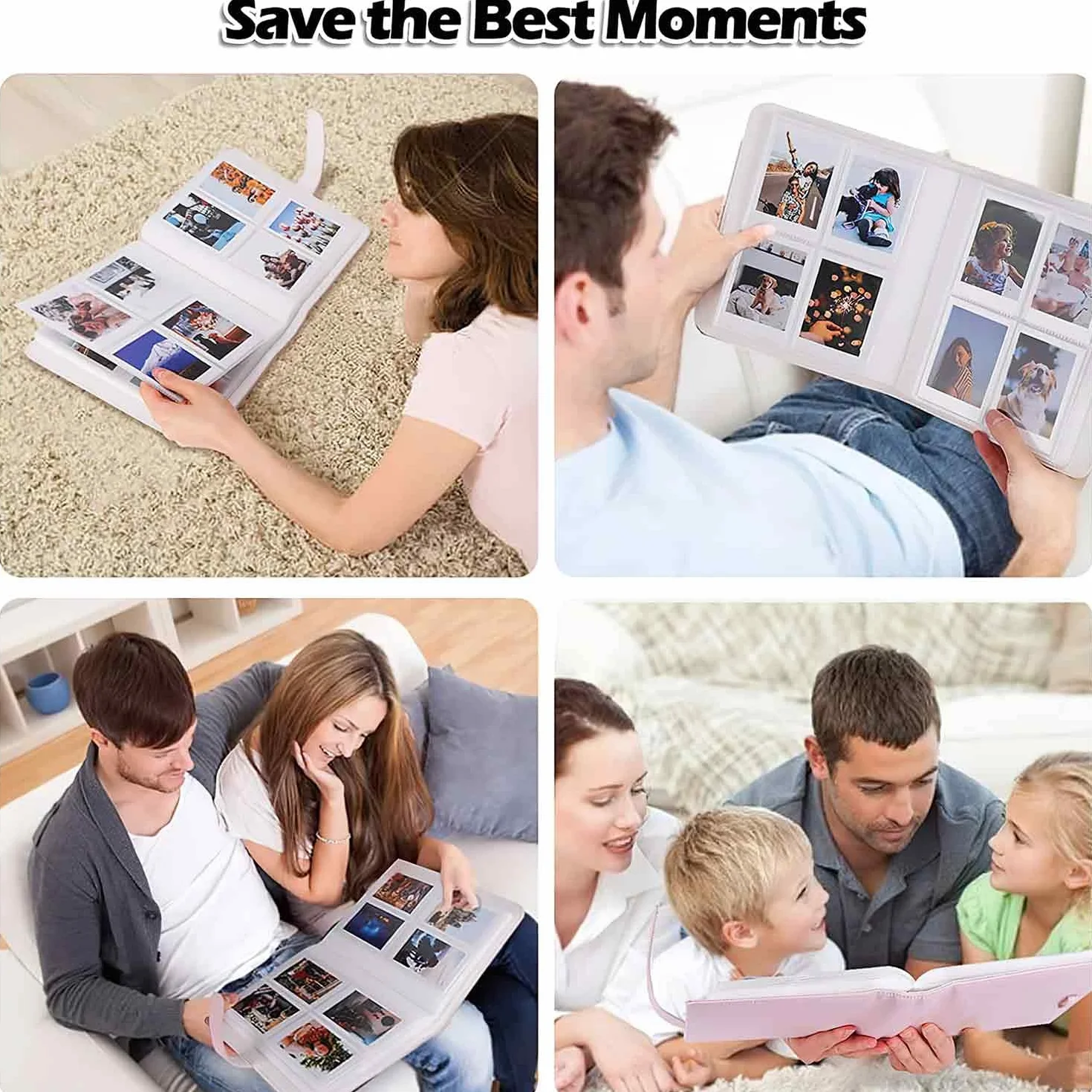 Album Photo 128 Mini Films pour Fujifilm Instax Mini LiPlay 11 90 70 50S 26 25 9 8+ 8 7S Appareil Photo Instantané (Rose)