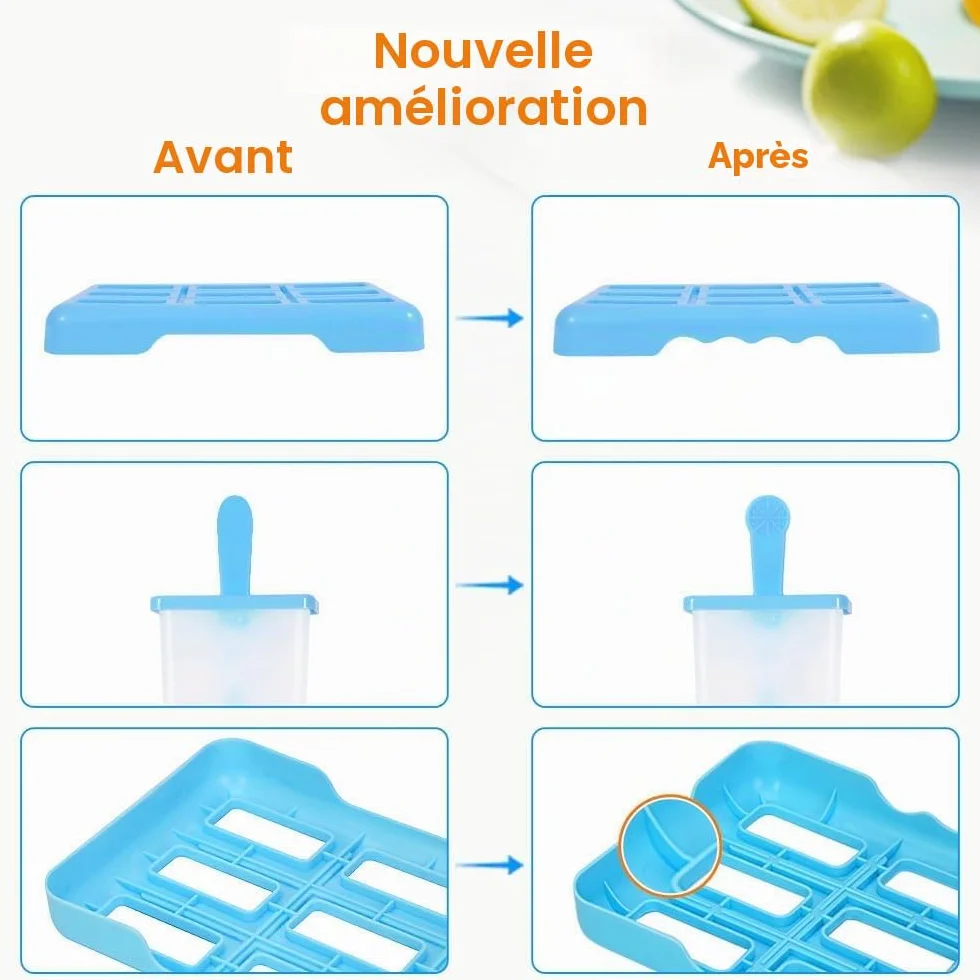 Ensemble de 9 Moules à Glace Réutilisables pour Bébé sans BPA - Moules à Glace DIY avec Brosse de Nettoyage et Entonnoir Pliable en Silicone