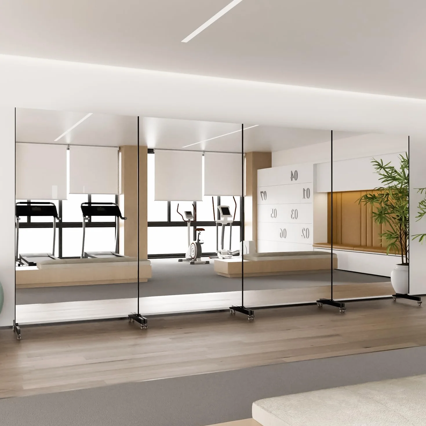brisafe Miroir Pleine Longueur Incassable 170 x 100 cm, Noir | Sur Pied avec Roulettes, Pivotant à 360°, Pour Gym Danse Yoga, Grand Miroir
