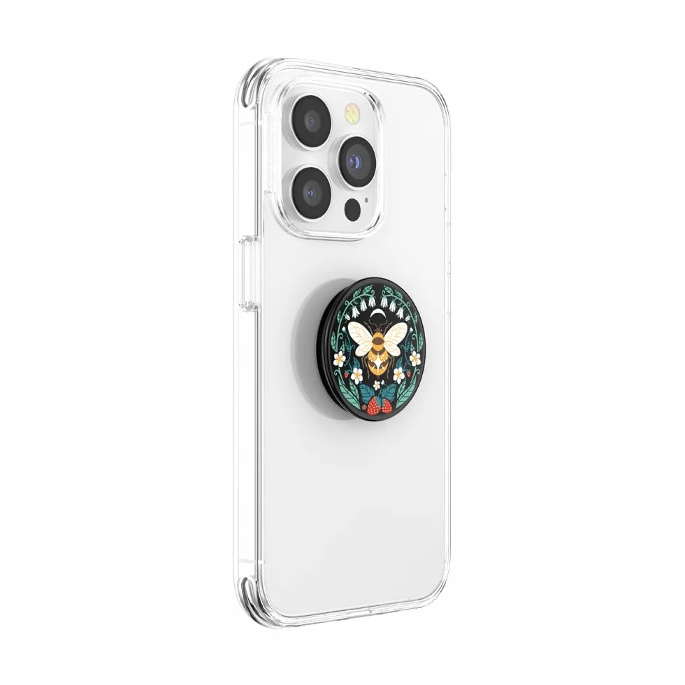 PopSockets PopGrip - Rozkładany uchwyt i podstawka do telefonów oraz tabletów z wymiennymi krążkami PopTops - Bee Boho