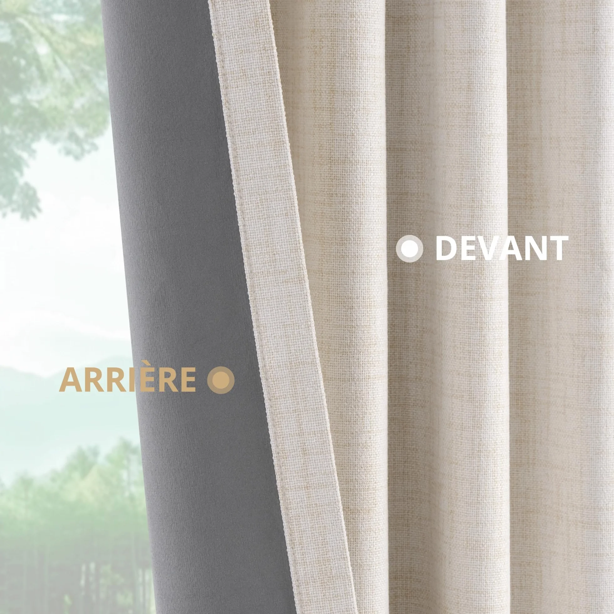 Rideaux 100% Occultants avec Œillets, Texture de Lin Discret - Set de 2 - H245 x B140 cm -Rideaux Anti-Vue avec Passants pour Chambre à Coucher ou Salon,Crème