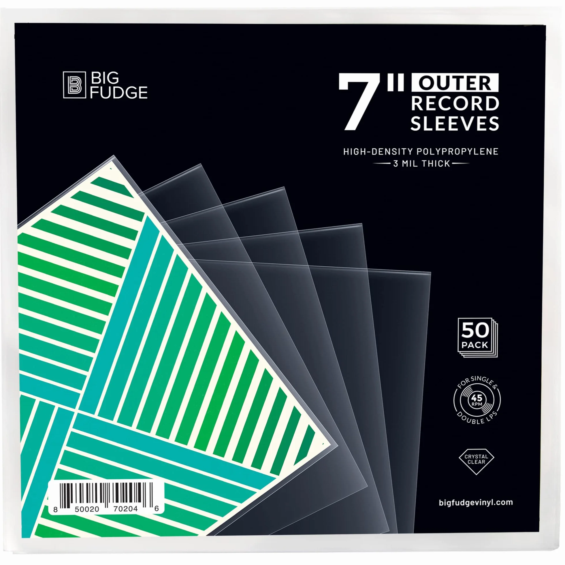 Pochettes Extérieures Vinyles 45 Tours Transparentes Plastique 18x18 cm 3 mil 50 pièces