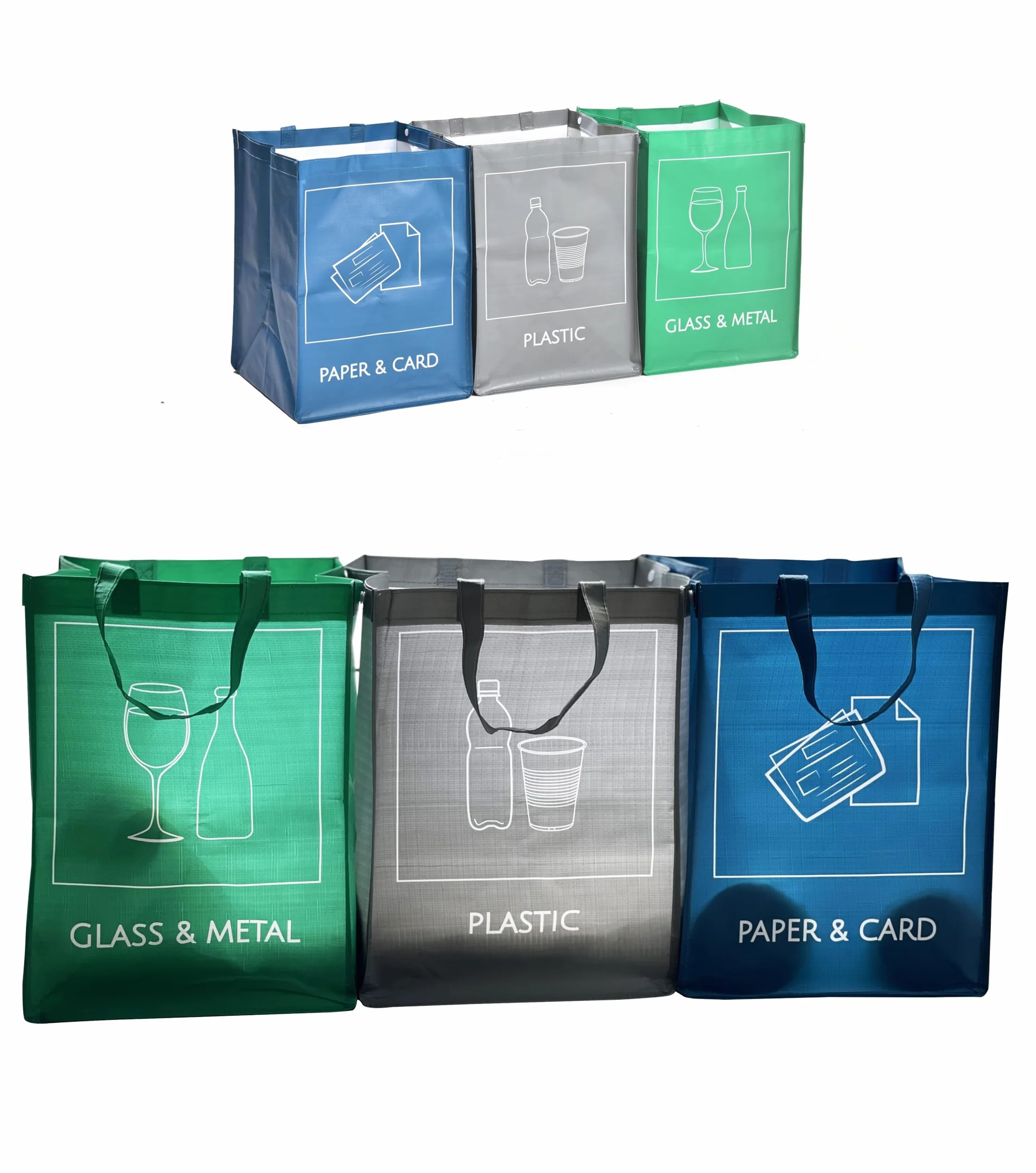Sacs de tri sélectif réutilisables pack de 3, organisateur de tri, poubelles de recyclage étanches