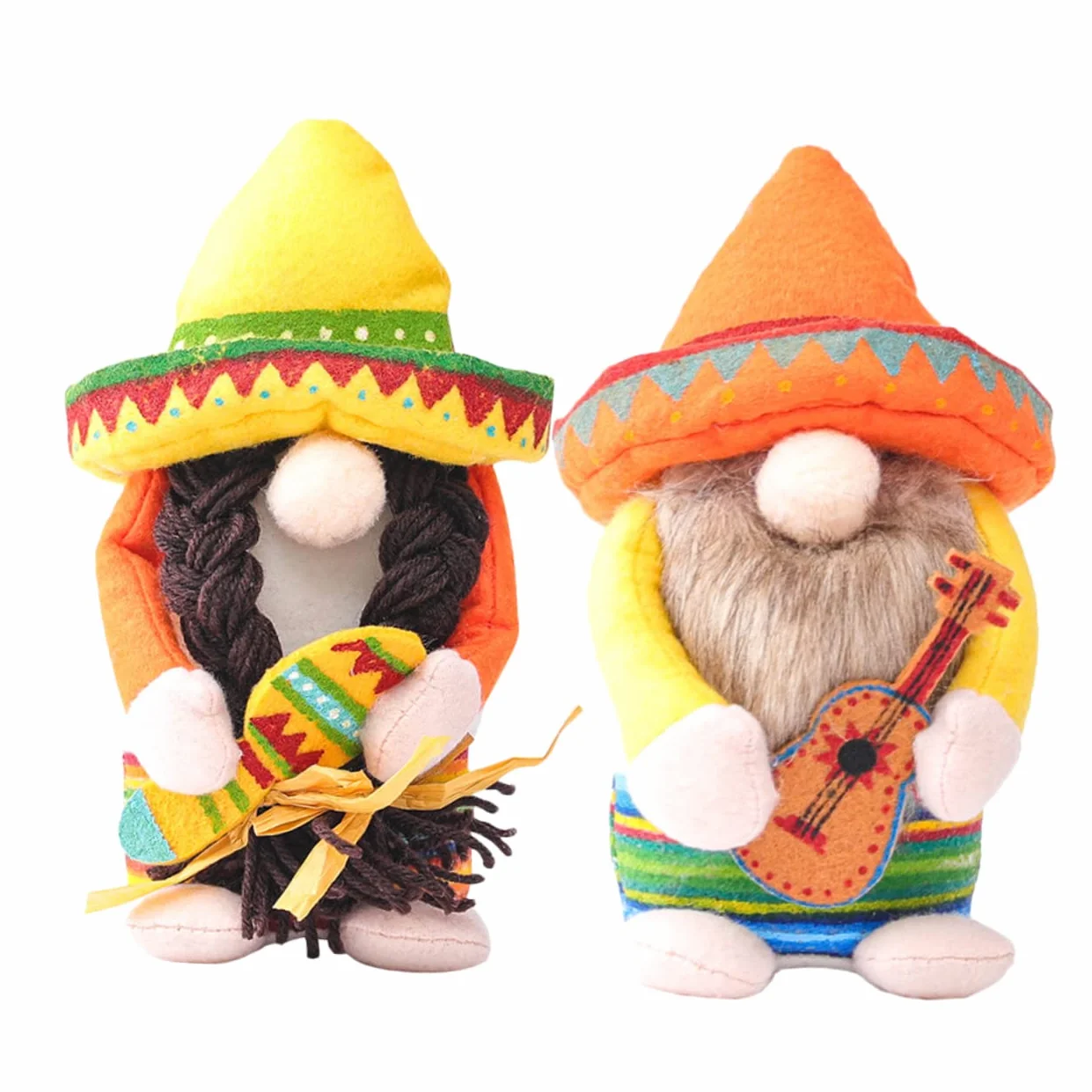 Cabilock 2 pièces Poupées Mexicaines avec Sombrero Ensemble De Jouets Festifs pour Décoration Et Jeux