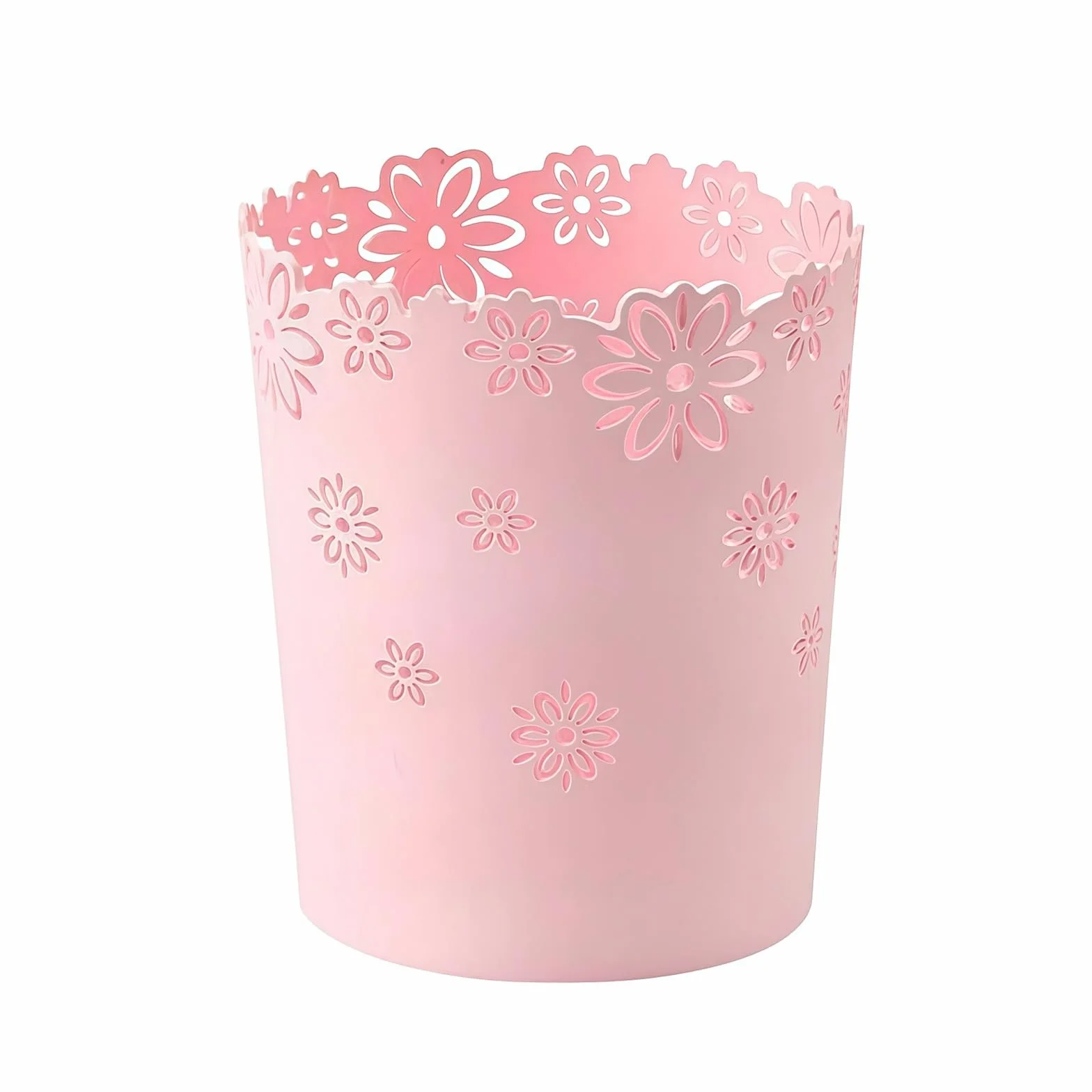 Poubelle de Chambre Fille Légère Anti-Rayures, Poubelle Bureau Épaisse et Durable pour Maison Bureau (Rose, Grande)