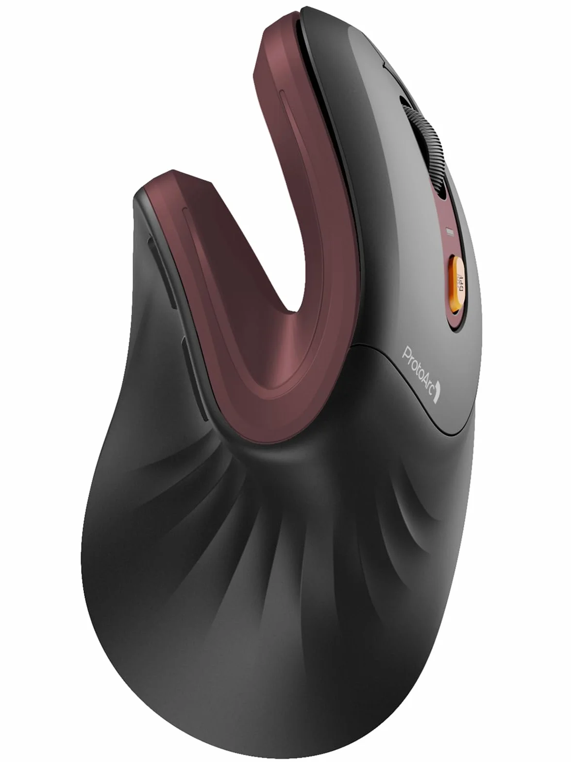 ProtoArc EM11 NL Ergonomiczna mysz pionowa, bezprzewodowa, ładowalna mysz z 3 urządzeniami (2 x Bluetooth + USB), pionowa mysz bezprzewodowa do komputera, iPada, Maca, Windows, czarno-czerwona
