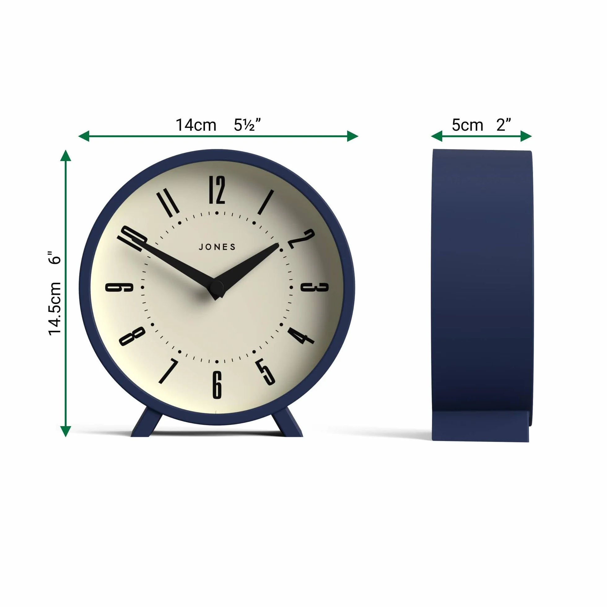 JONES CLOCKS Venus Horloge de Bureau Moderne Ronde Bleu Style Rétro