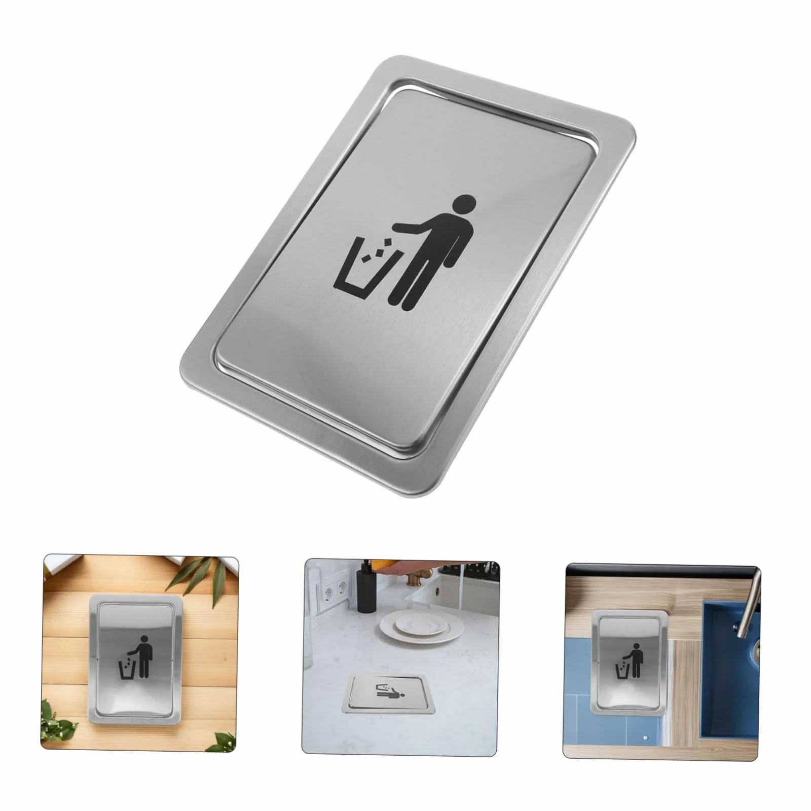 BESTYASH Couvercle de Poubelle Encastré Acier Inoxydable Couvercle de Trappe pour Chute de Déchets sur Plan de Travail Étanchéité Renforcée avec Étiquette Visible Adapté Aux Découpes pour