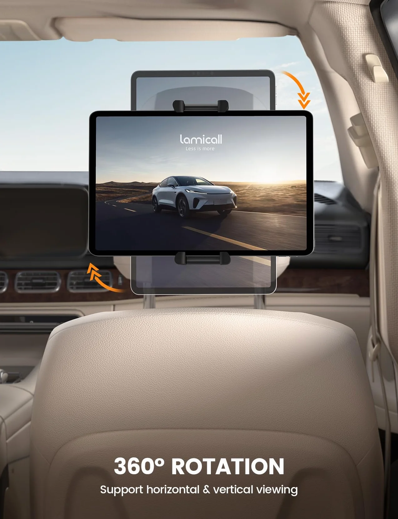 Lamicall 2 Sztuki Uchwyt na Tablet do Samochodu na Zagłówek - [Składany Gruby Zacisk] 360° Obrotu Uchwyt Samochodowy Tablet, Uchwyt na iPad do Samochodu na Zagłówek dla iPad Pro, Air, Mini, 6,1-13”