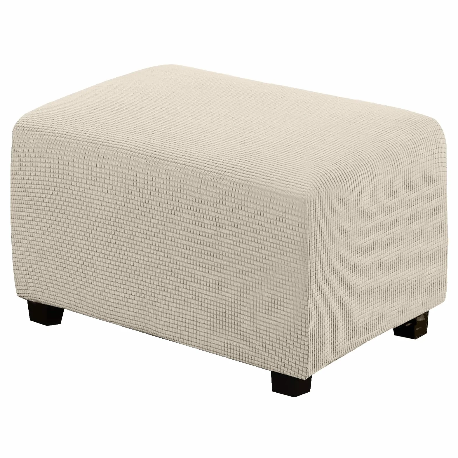 Housse de Protection Ottoman pour Repose-Pieds Rectangulaire Beige