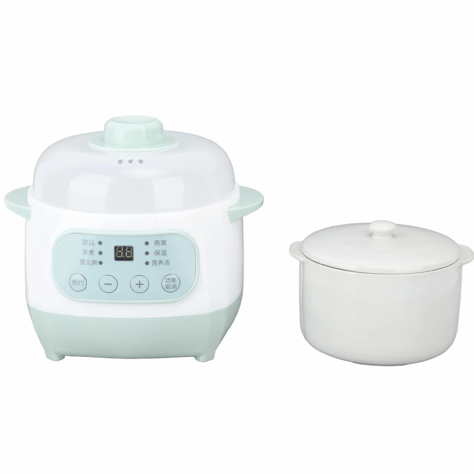 Mijoteuse, Saine et Sûre Mijoteuse en Céramique 1 L Facile à Transporter et à Ranger Marmite Chauffante Uniforme et Efficace pour Mijoter des Soupes Nutritives (Prise UE 220V)