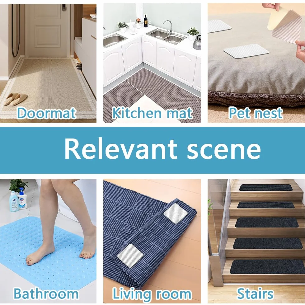 HOTUT Anti Derapant Tapis Lavable 8 Pièces Antidérapant Coupeable Blanc