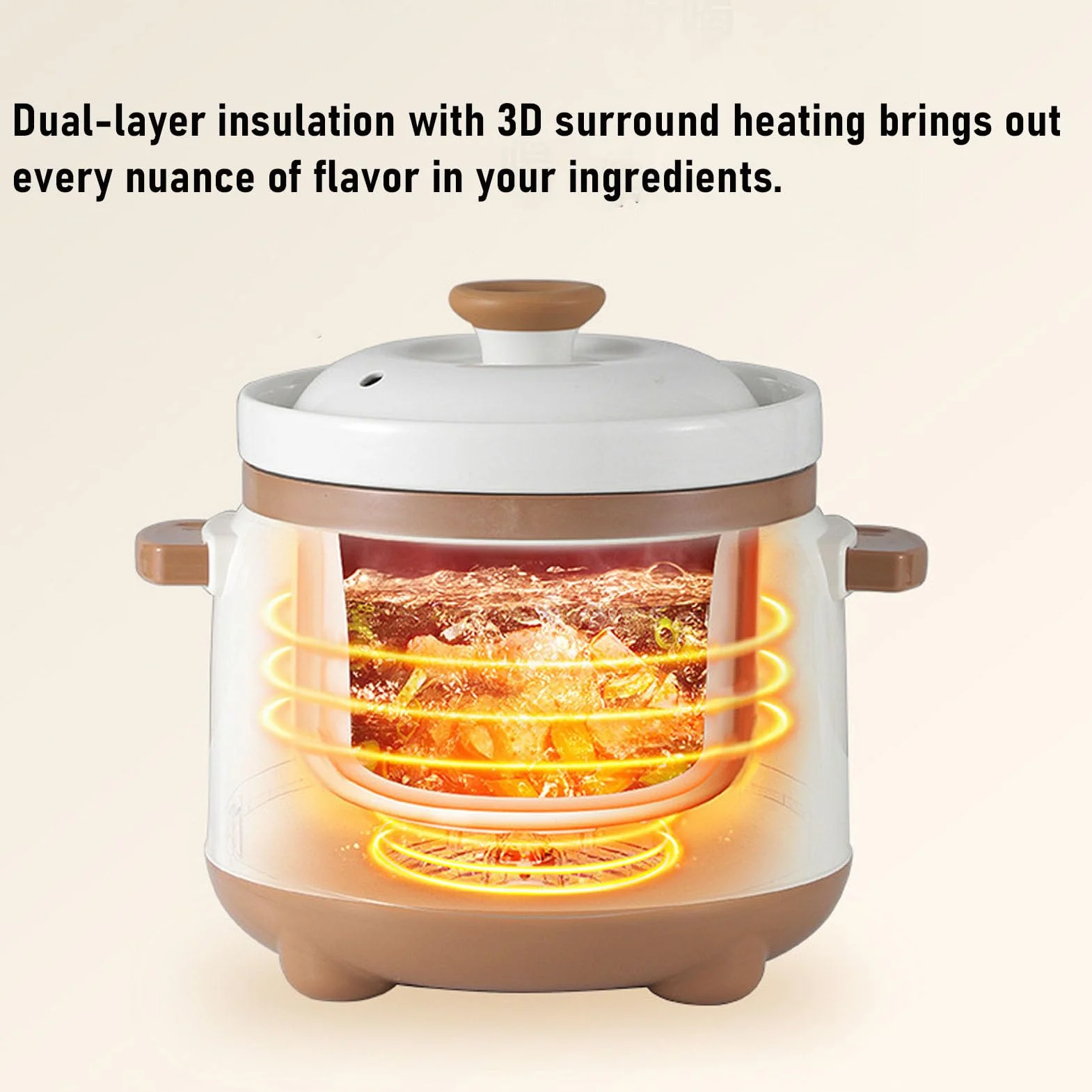 Marmite électrique, Cuiseur de Bouillie de Soupe en Céramique, Mijoteuses 235W avec Couvercle, Marmite électrique en Céramique de 1,8 L pour Simple (Prise UE)