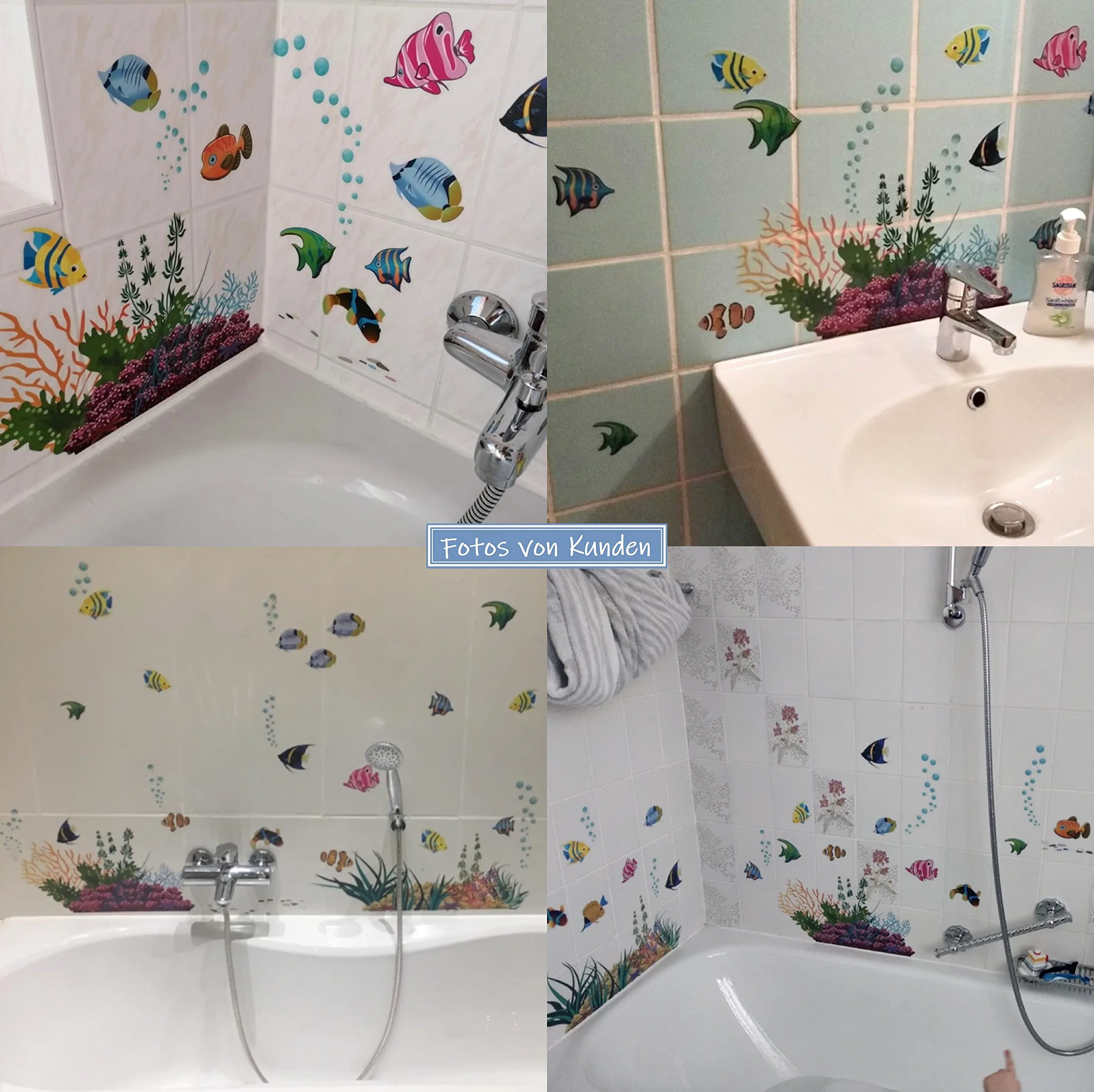 Autocollant mural enfants océan MONDE SOUSMARIN 130x42 cm Déco murale salle de bain imperméable