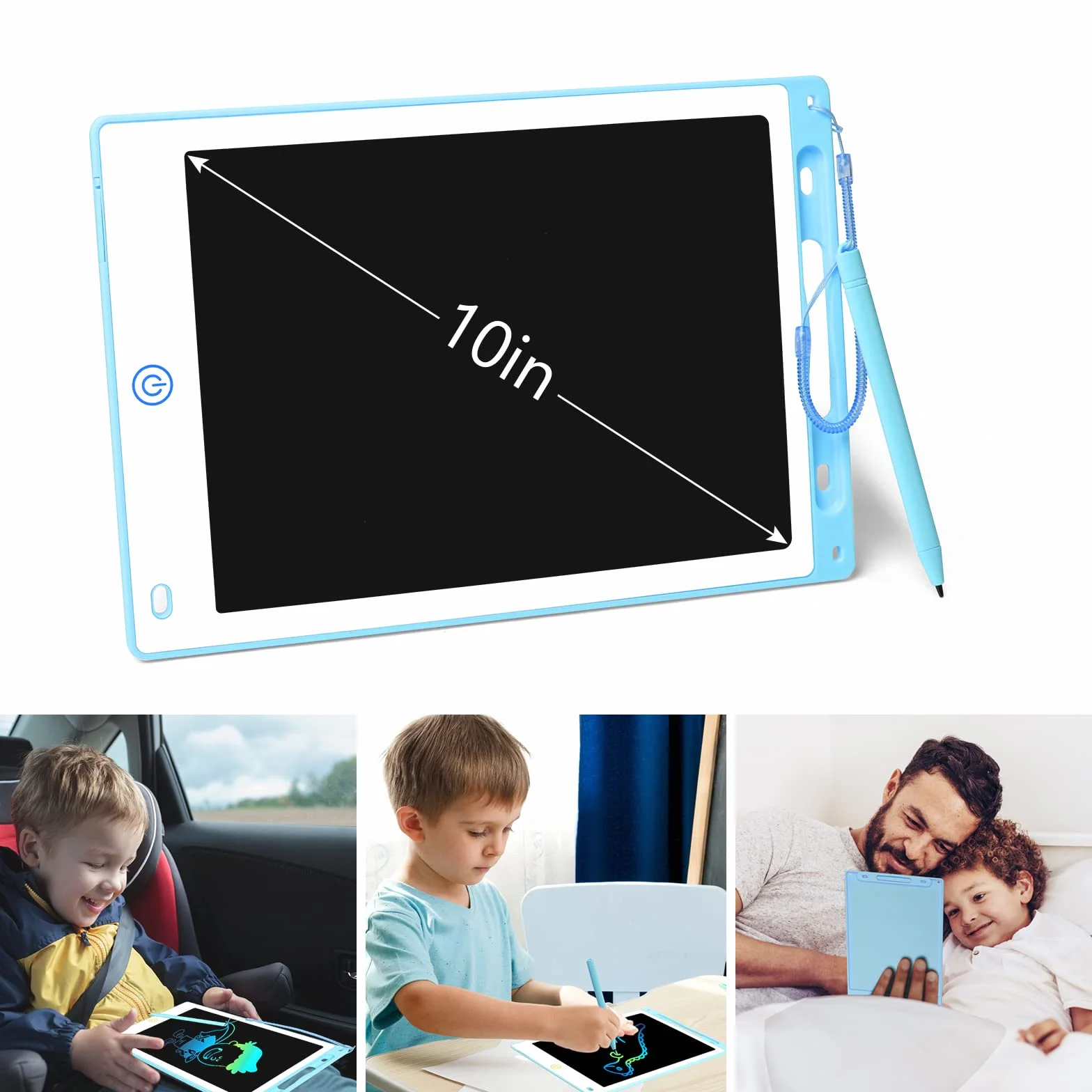 Vicloon Tablet LCD do nauki pisania, kolorowa tablica kreślarska, cyfrowy e-czytnik, elektroniczny tablet graficzny, dla dzieci do pisania odręcznego i rysowania, z blokadą, 10”, niebieski