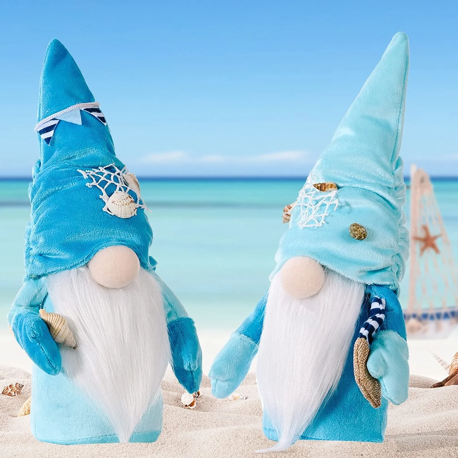 Peluche Nain de Mer Lot de 2 Figurine de Collection Décoration Fait à la Main Lutin Suédois