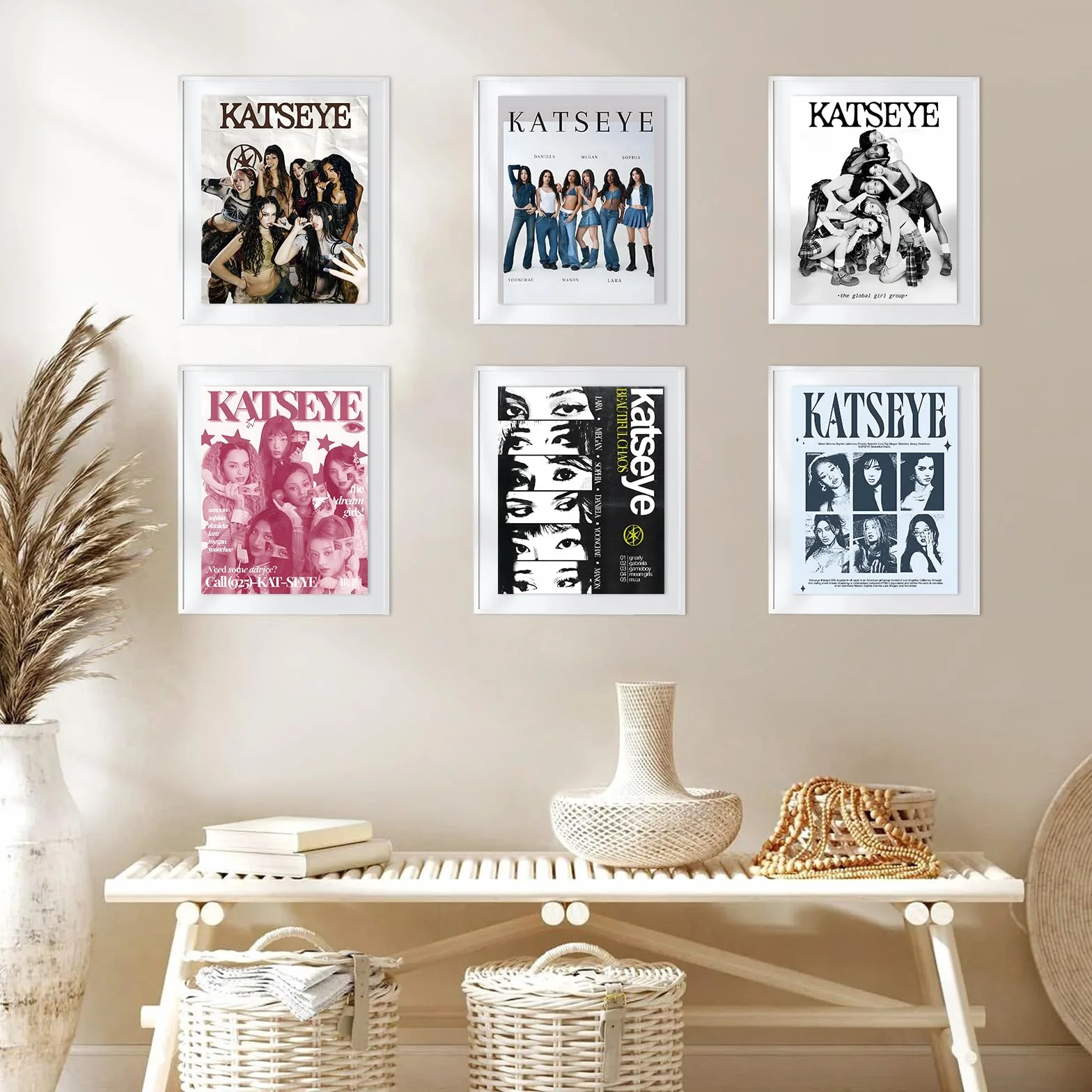 Katseye Poster Lot de 6 Affiche Décoration Peinture Toile Mur Art sans Cadre 20 x 25 cm