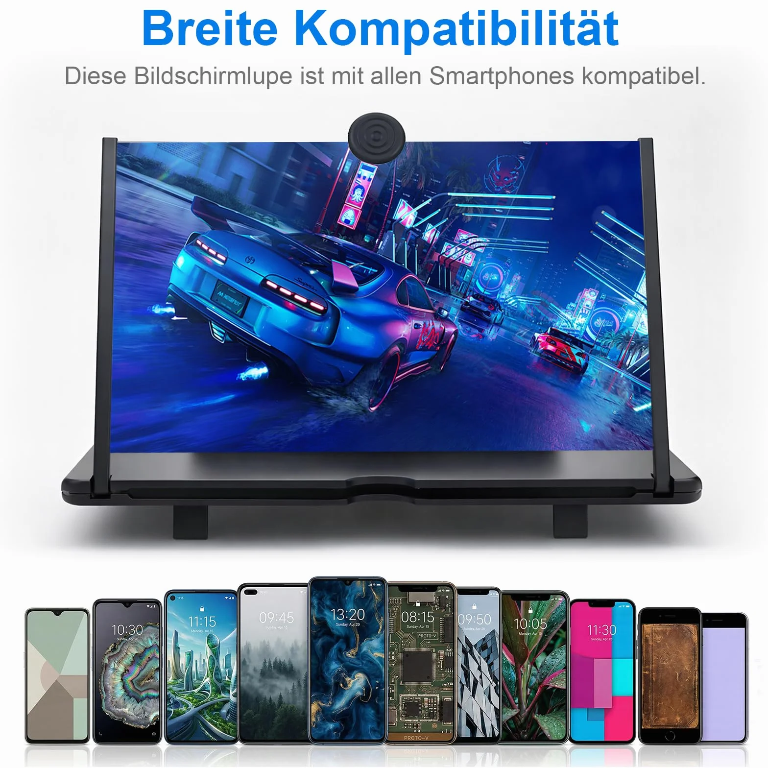 Lupa do ekranu do telefonu komórkowego 12 cali, ekran powiększający do telefonu komórkowego, HD z podstawką, lupa z ochroną przed niebieskim światłem do filmów i gier, prezent dla osób starszych i