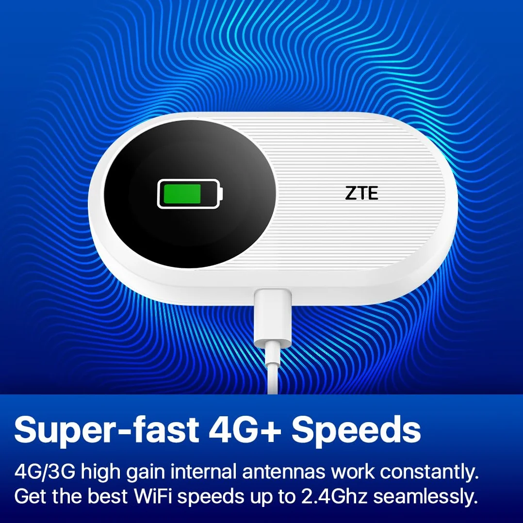 ZTE U10S Pro Wi-Fi 6 GHz Wi-Fi 4 router, 4G + LTE, 32 urządzenia, akumulator 10 godzin, globalny, 2,4 GHz, 5 GHz, biały