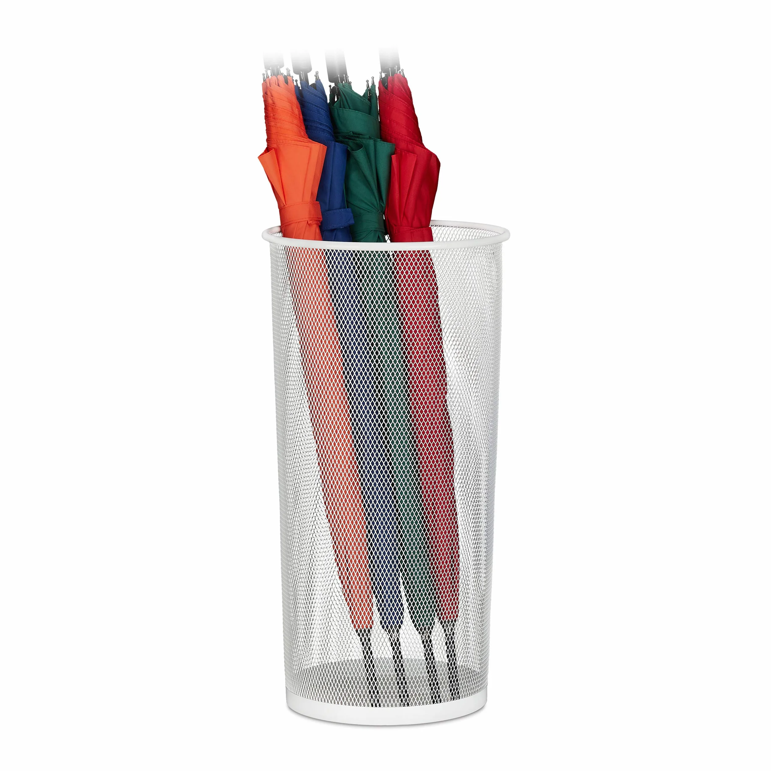 Relaxdays Porte-parapluie métal rond grille 49,5 x 26 cm blanc