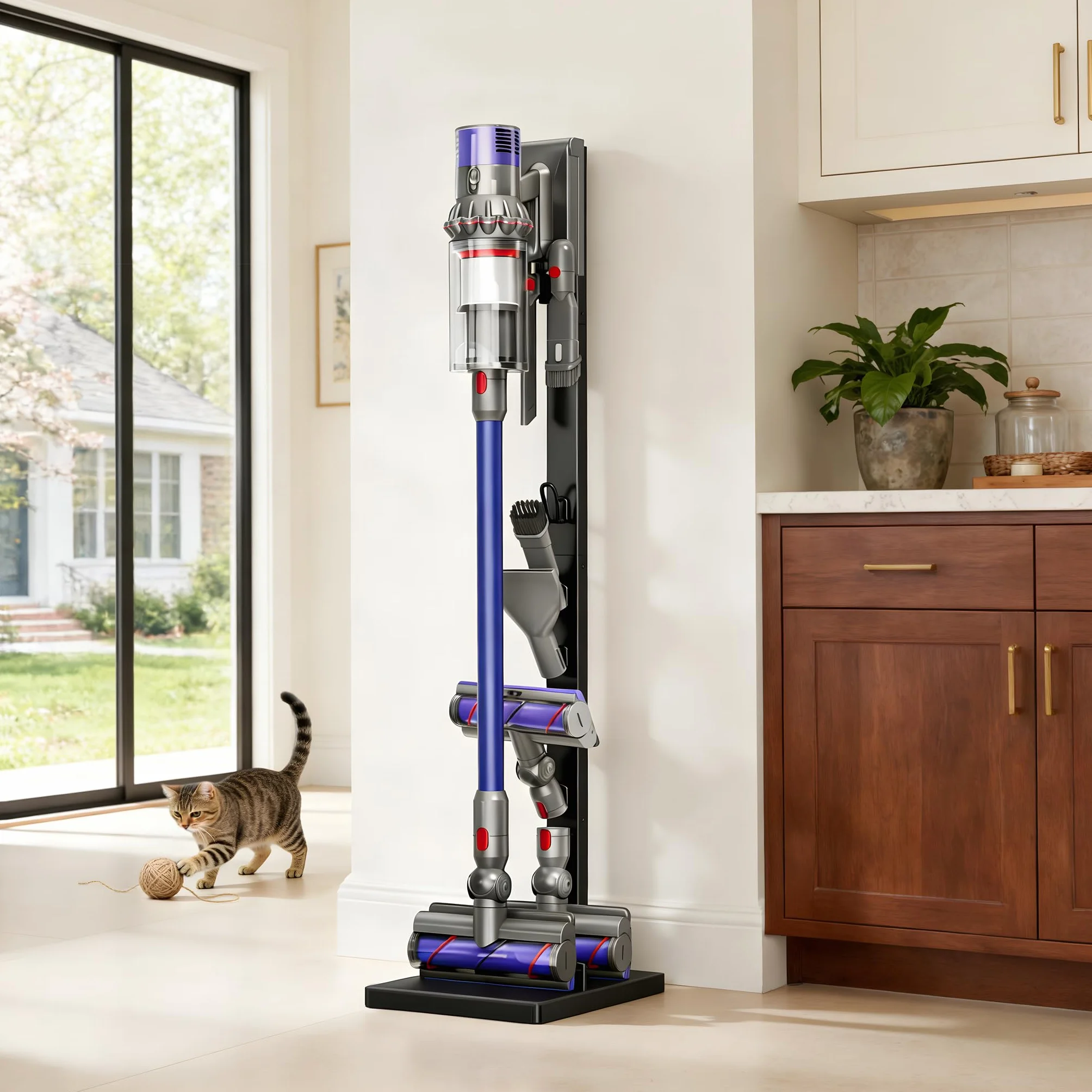 pickpiff Support pour aspirateur Dyson sur pied, compatible V15 V12 V11 V10 V8 V7 V6 / DC58 DC59 DC62 DC74 – rangement pour accessoires, gain de place, installation facile