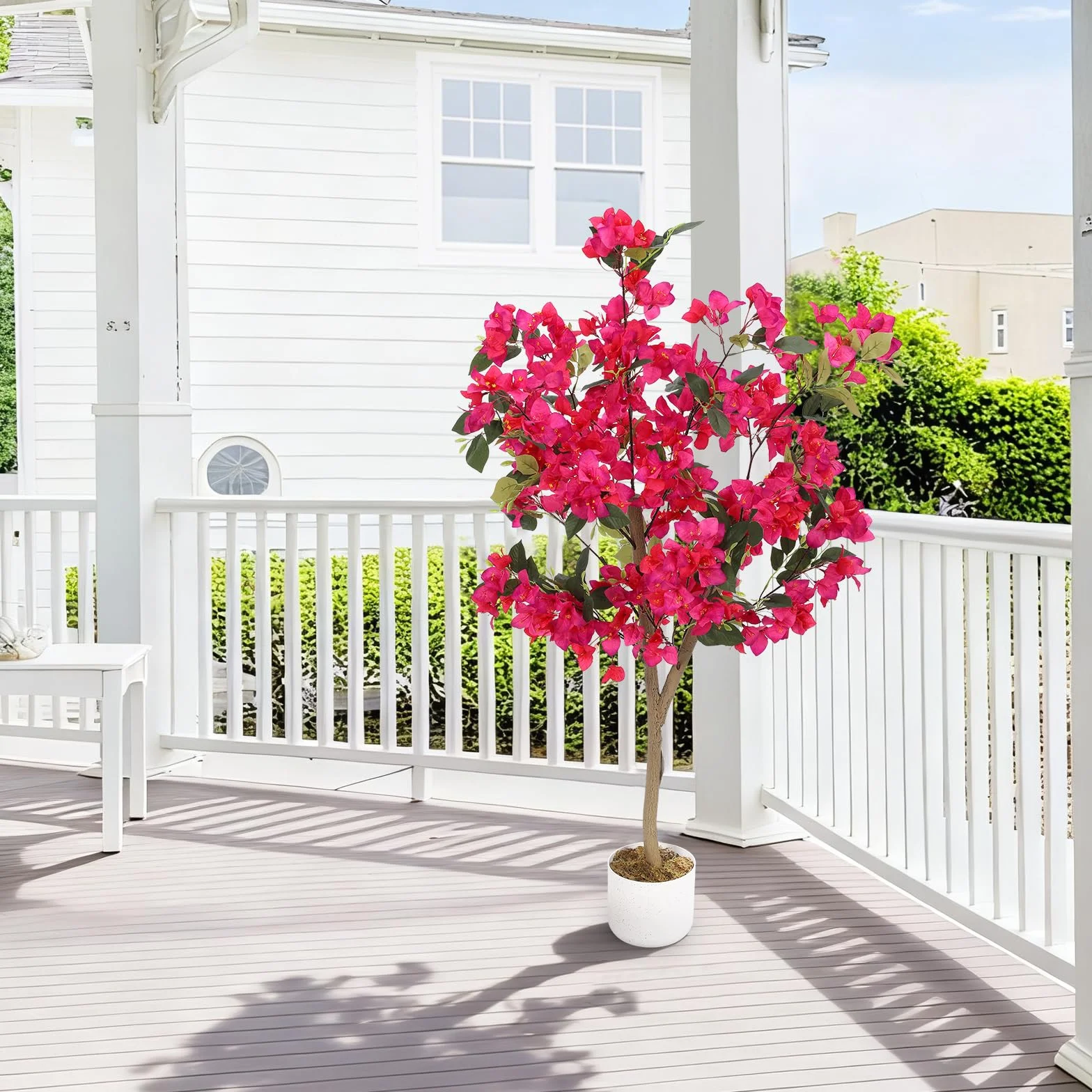 GarveeHome Bougainvillier Artificiel 100 cm/120 cm/150 cm avec Tronc Naturel - Fleurs triplées Roses, Plante Artificielle réaliste en Pot pour Jardin, Balcon et Appartement