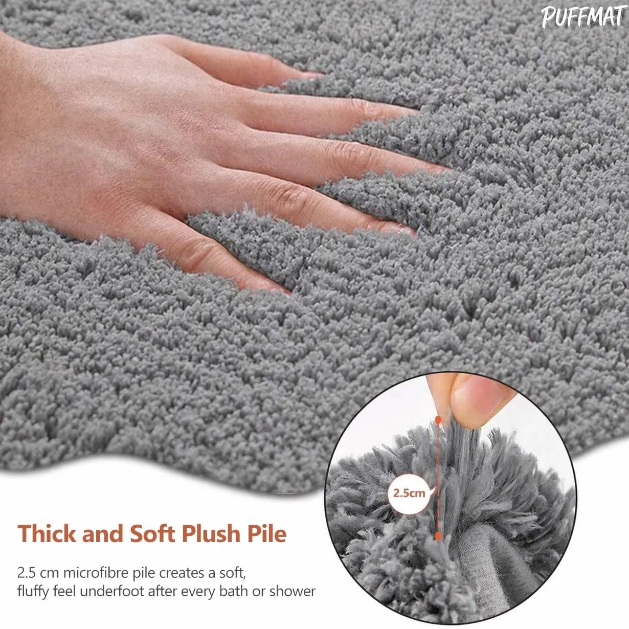 Tapis de bain antidérapant en microfibre 60 x 40 cm gris