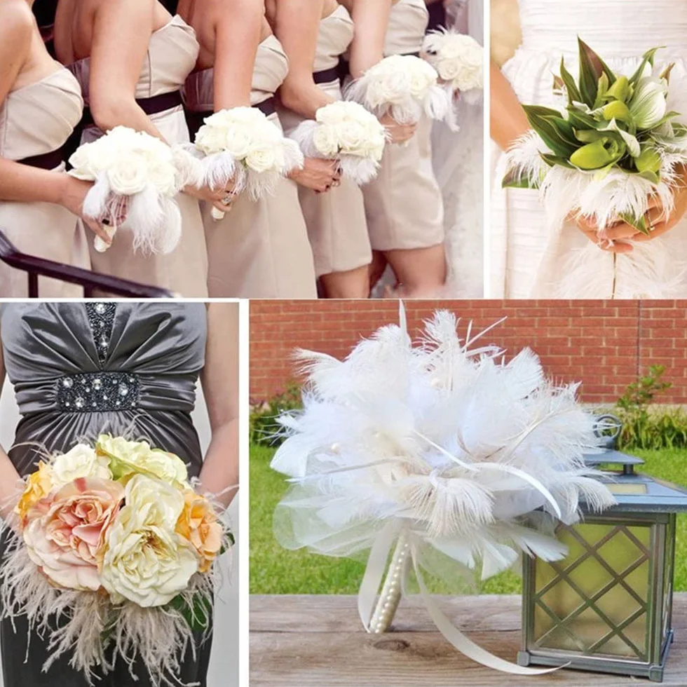 Plumes d'autruche naturelles 15-20 cm Lot de 10 Noir Décoration créative maison mariage