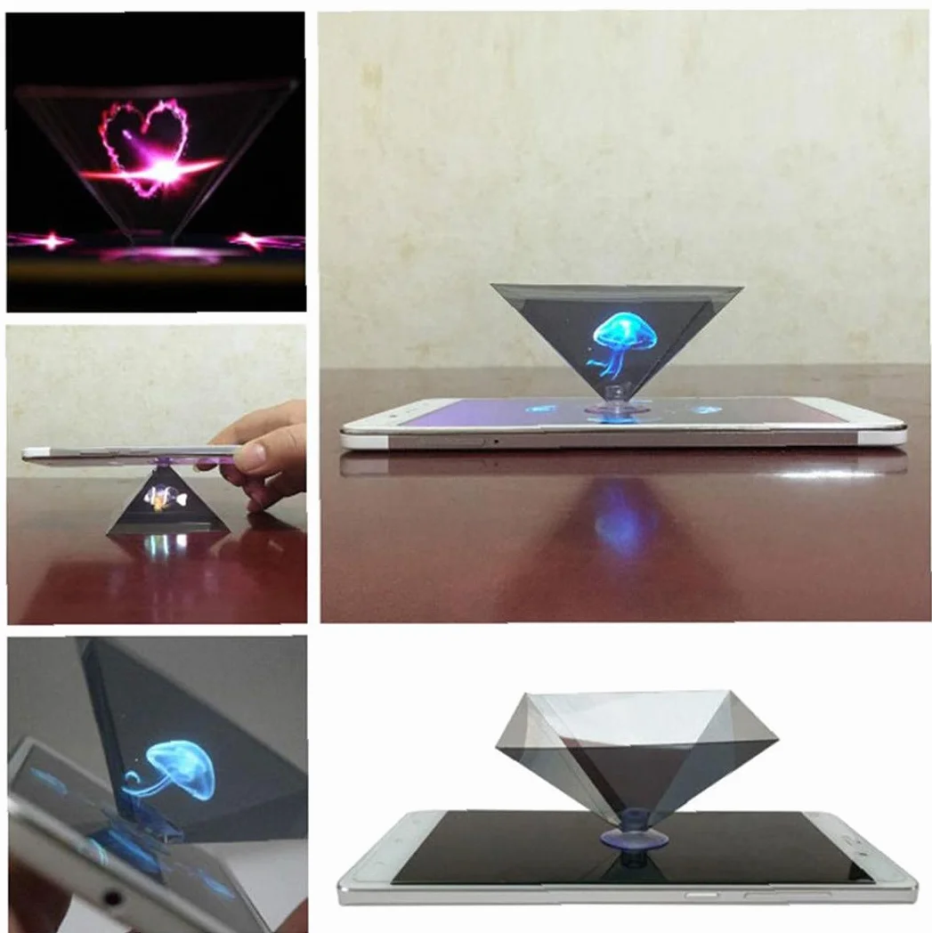 2 szt. 3D hologram piramida wyświetlacz telefonu projektor smartfon stojak wideo pulpit uchwyt na telefon komórkowy