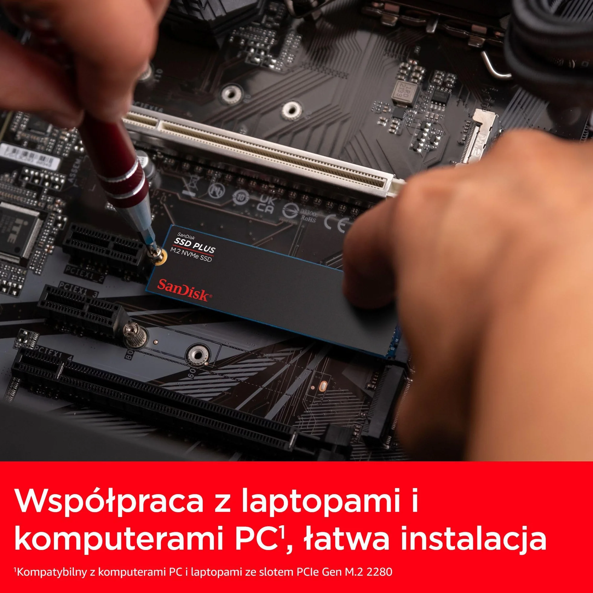 SanDisk SSD Plus 500 GB M.2 NVMe SSD, wewnętrzny SSD, PCIe Gen 3, M.2 2280, łatwa instalacja, 3 lata