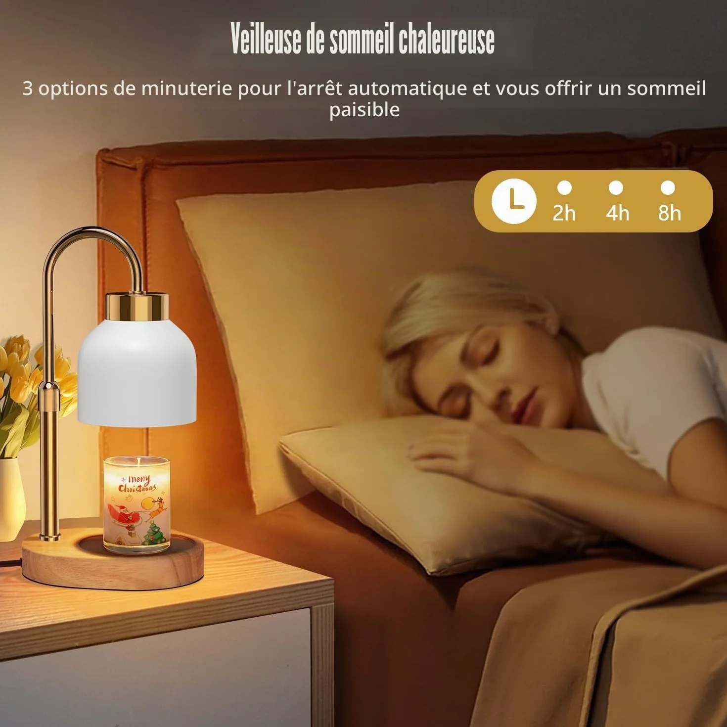 Loowoko Lampe Chauffe Bougie, Chauffage Bougie avec Minuterie et Variateur,Réglable en Hauteur,avec 2 Ampoules,Candle Warmer Lamp pour Bougies Parfumées en Verre, Maison, Chambre, Décoration
